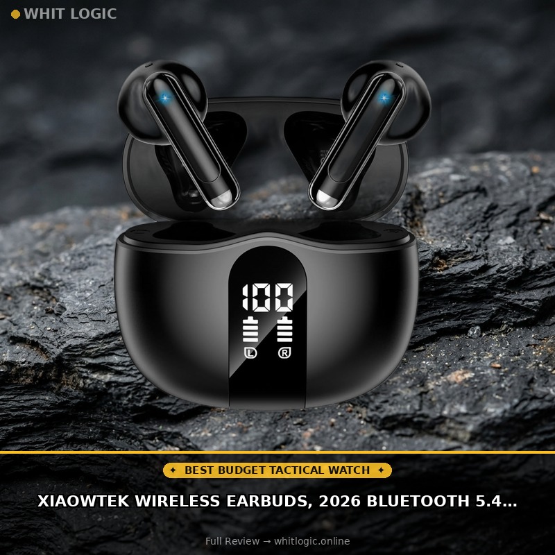 XIAOWTEK Wireless Earbuds, 2026 Bluetooth 5.4 Headphones Bass Stereo Ear Buds with Noise Cancelling Mic, LED Display in Ear Earphones 50H Playtime Ear Buds, IP7 Waterproof for Laptop Pad Phones Black