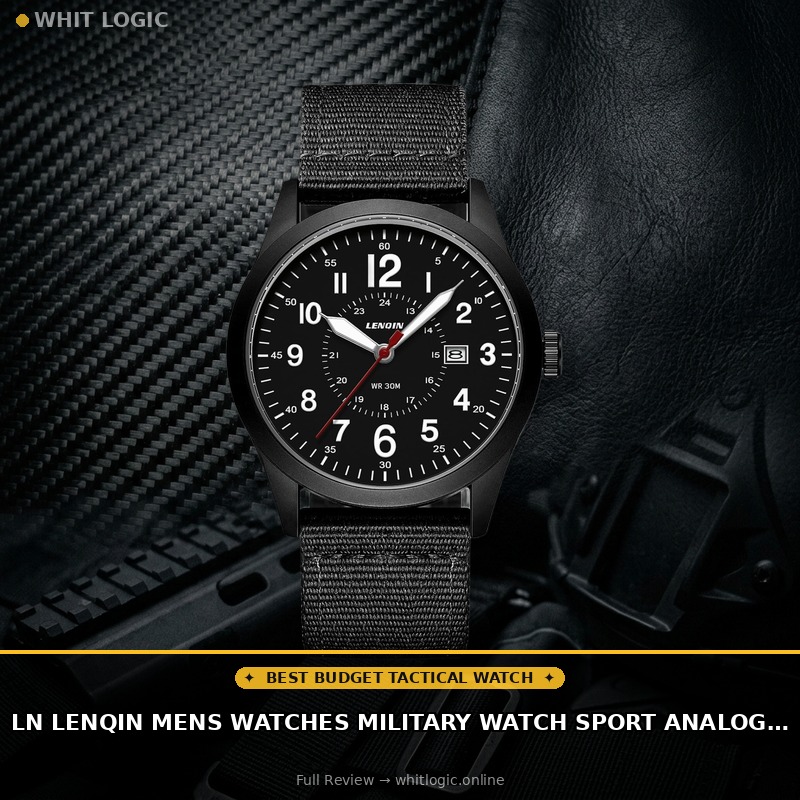 LN LENQIN Mens Watches Military Watch Sport Analog Quartz Waterproof Wrist Watch for Men with Date Luminous Army Tactical Field Casual Nylon Band