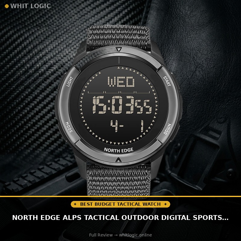 NORTH EDGE ALPS Tactical Outdoor Digital Sports Watch, 50M Waterproof, Compass, Pedometer, Calorie Counter, FSTN Display, Countdown Timer, Nylon Velcro Strap