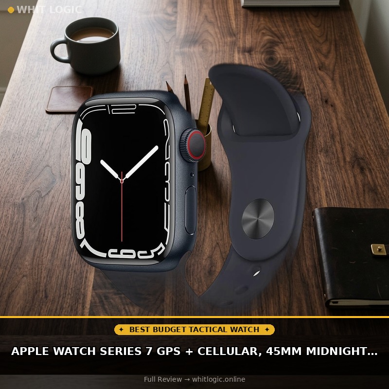 Apple Watch Series 7 GPS + Cellular, 45mm Midnight Aluminum Case with Midnight Sport Band - Regular (Renewed)