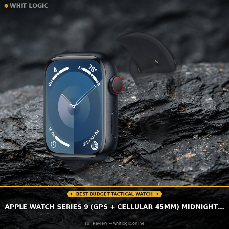 Apple Watch Series 9 (GPS + Cellular 45mm) Midnight Aluminum Case with Midnight Sport Band M/L (Renewed)