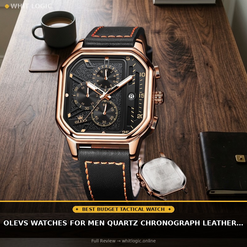 OLEVS Watches for Men Quartz Chronograph Leather Fashion Dress Watch Date Waterproof Luminous Casual Square Business Wrist Watches