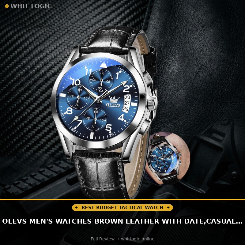OLEVS Men's Watches Brown Leather with Date,Casual Watches for Men,Large Face Watches Men,Chronograph Mens Watch,Sport Waterproof Business Dress Analog Quartz Men's Wrist Watches Reloj De Hombre