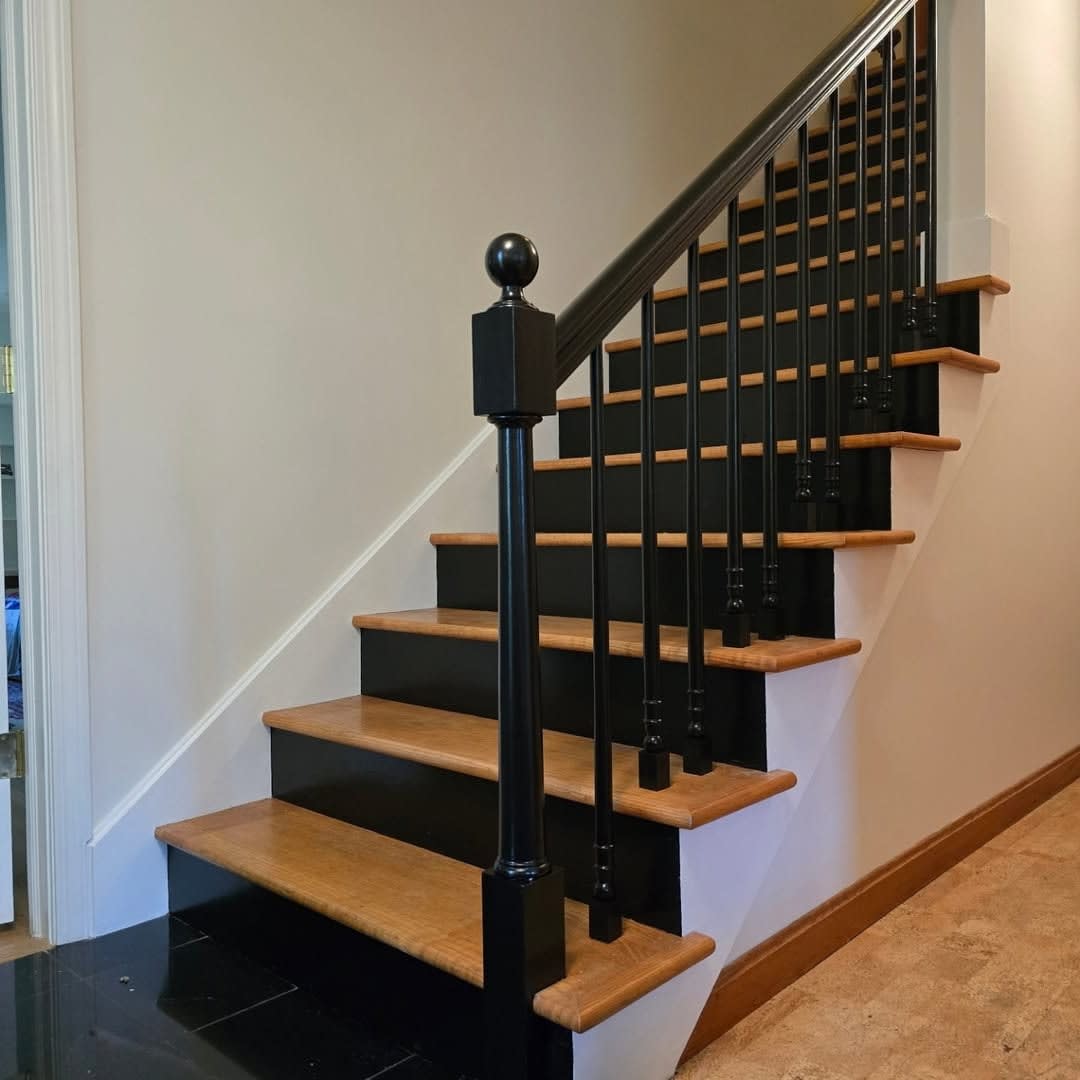 Staircase Makeover: Custom Black & Wood Finish - standard