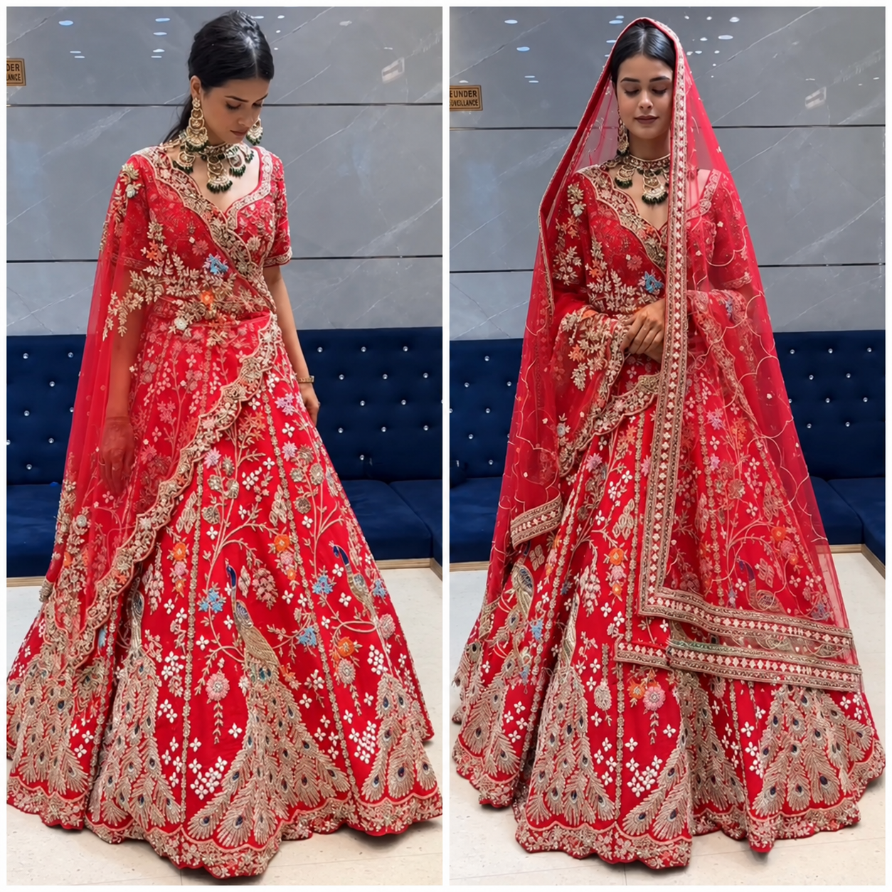 Red Sequin Embroidered Lehenga Set | Fox Georgette Wedding Bridal Wear — photo 2