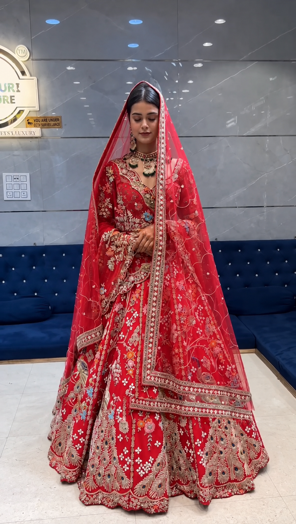 Red Sequin Embroidered Lehenga Set | Fox Georgette Wedding Bridal Wear