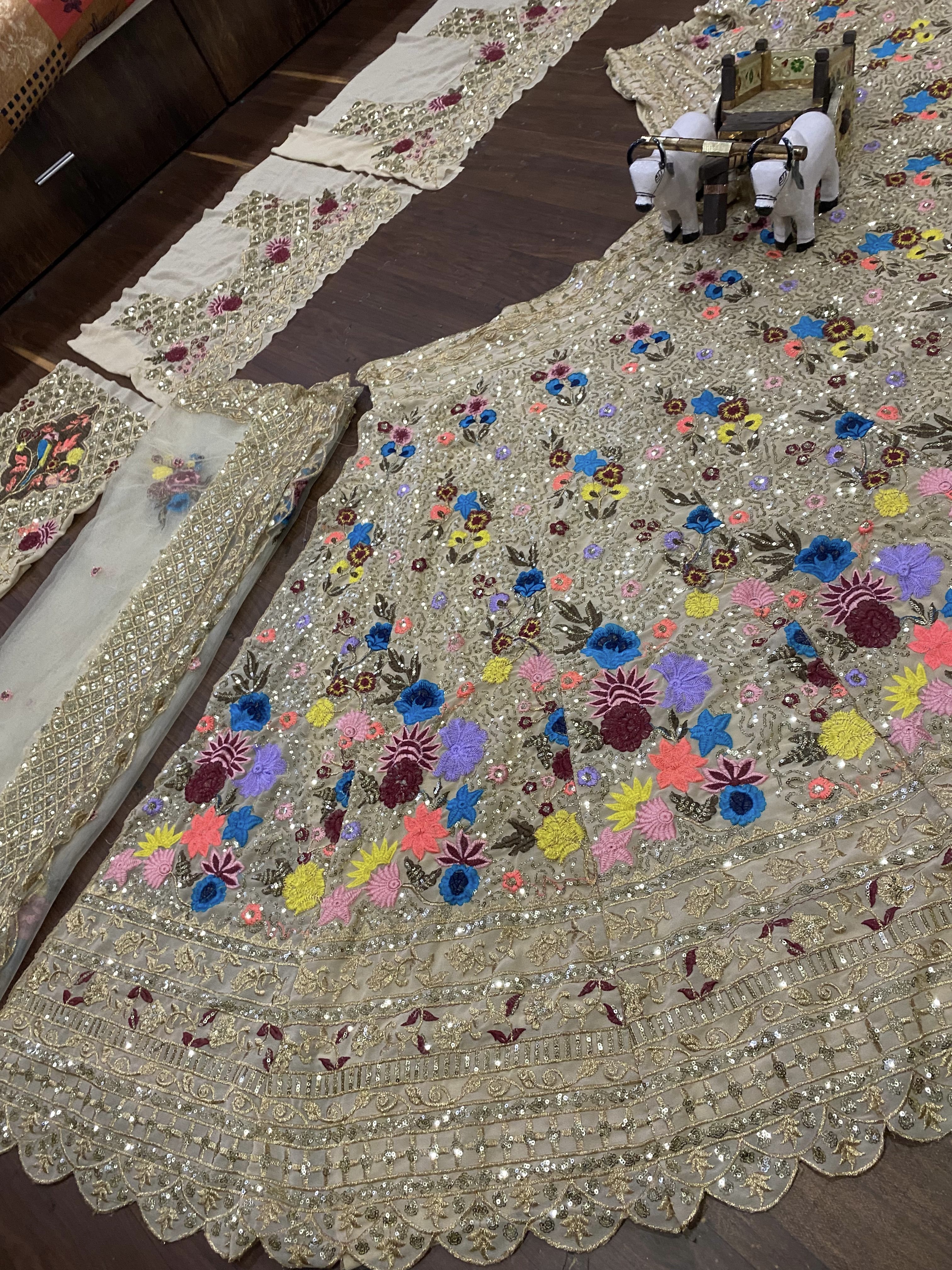 Fox Georgette Sequin Embroidered Lehenga Choli with Dupatta | 4 Meter Flared Festive Lehenga — photo 5