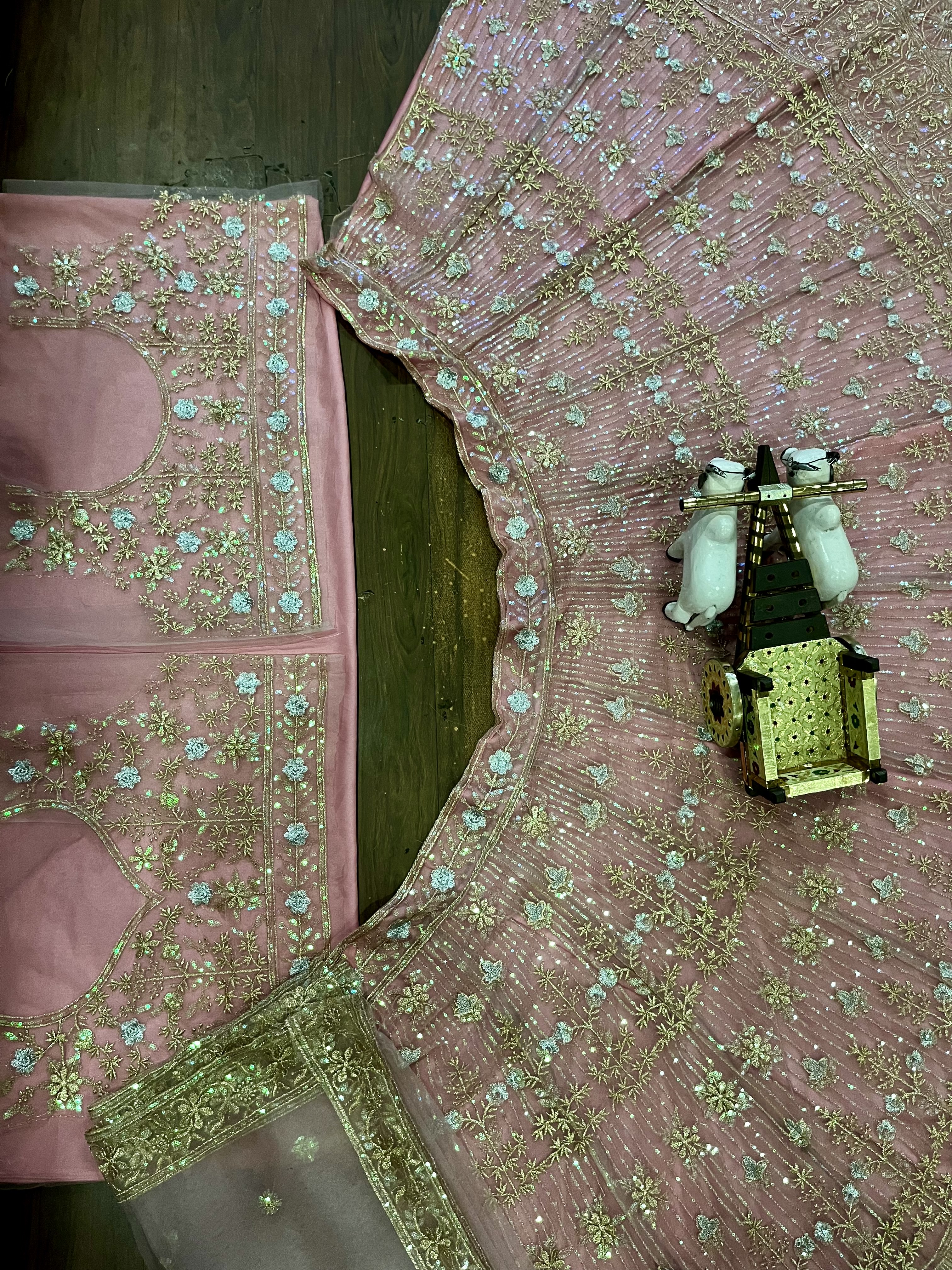 Pink Butterfly Net Sequin Embroidered Lehenga Set — photo 7