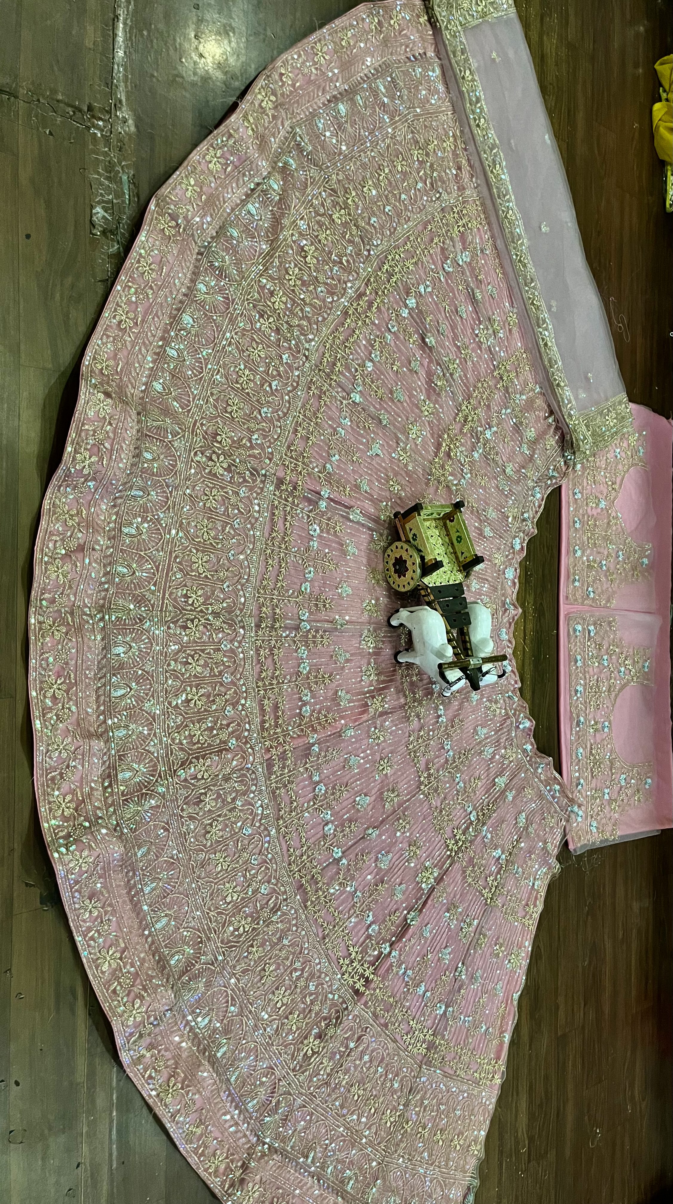 Pink Butterfly Net Sequin Embroidered Lehenga Set — photo 8