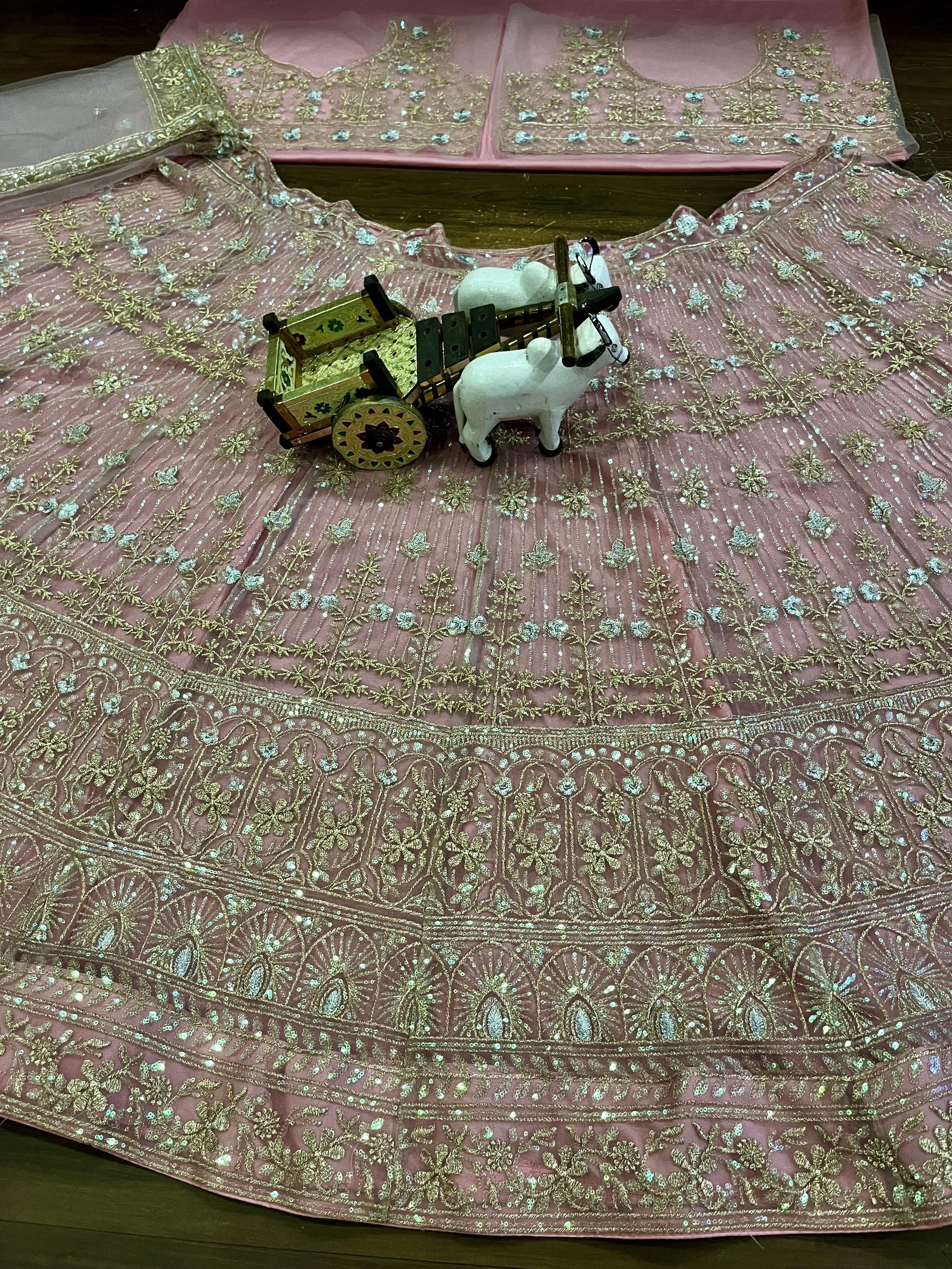Pink Butterfly Net Sequin Embroidered Lehenga Set — photo 10