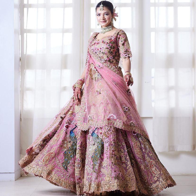 Pink Fox Georgette Sequin Embroidered Lehenga Set with Dupatta — photo 3