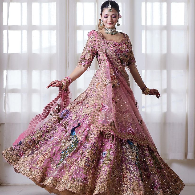 Pink Fox Georgette Sequin Embroidered Lehenga Set with Dupatta — photo 4