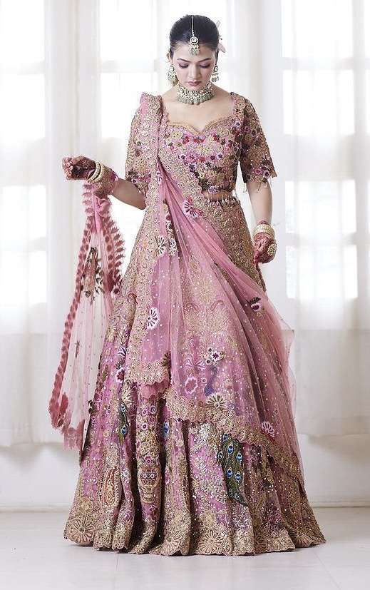 Pink Fox Georgette Sequin Embroidered Lehenga Set with Dupatta — photo 5