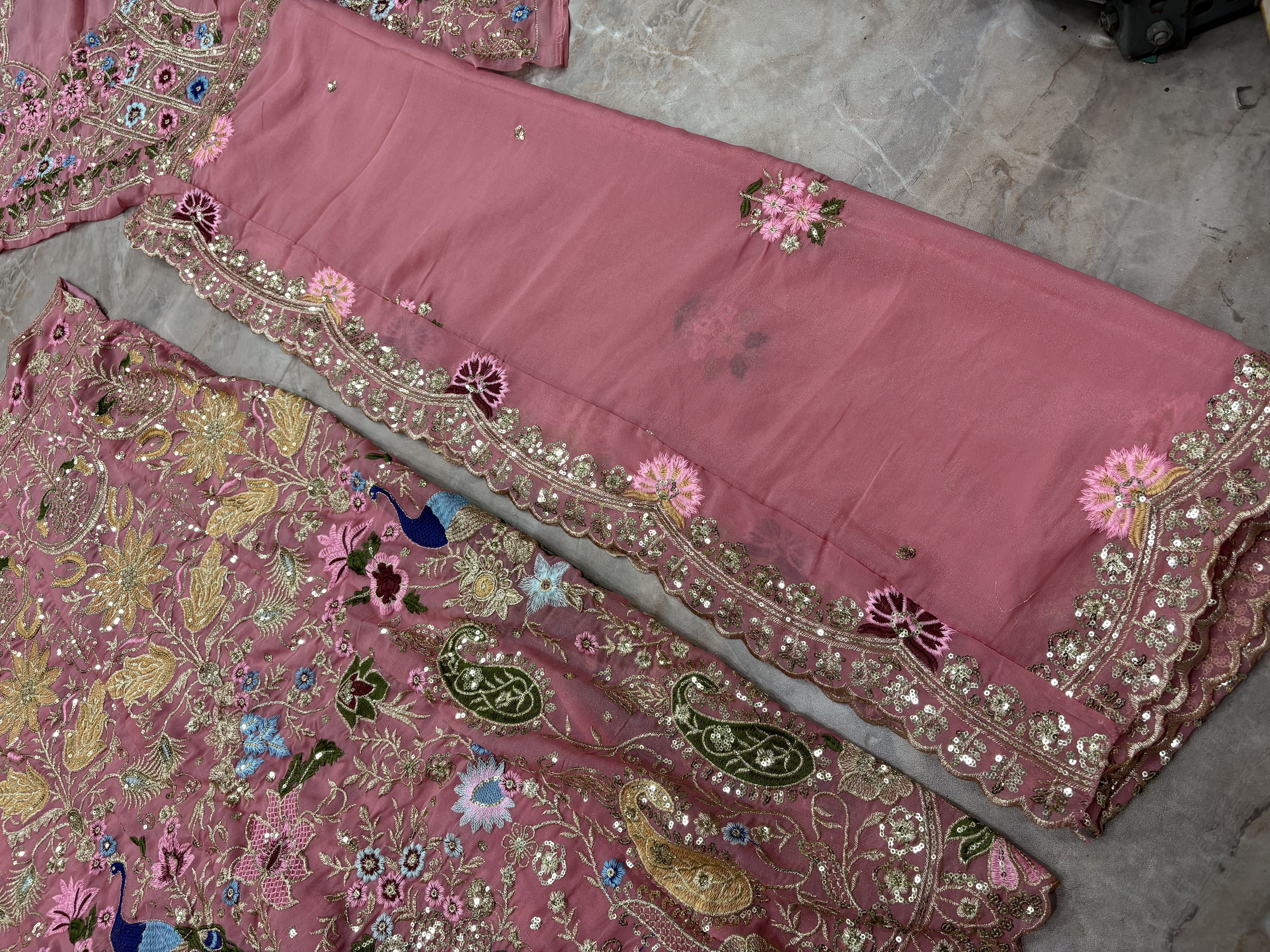 Pink Fox Georgette Sequin Embroidered Lehenga Set with Dupatta — photo 8