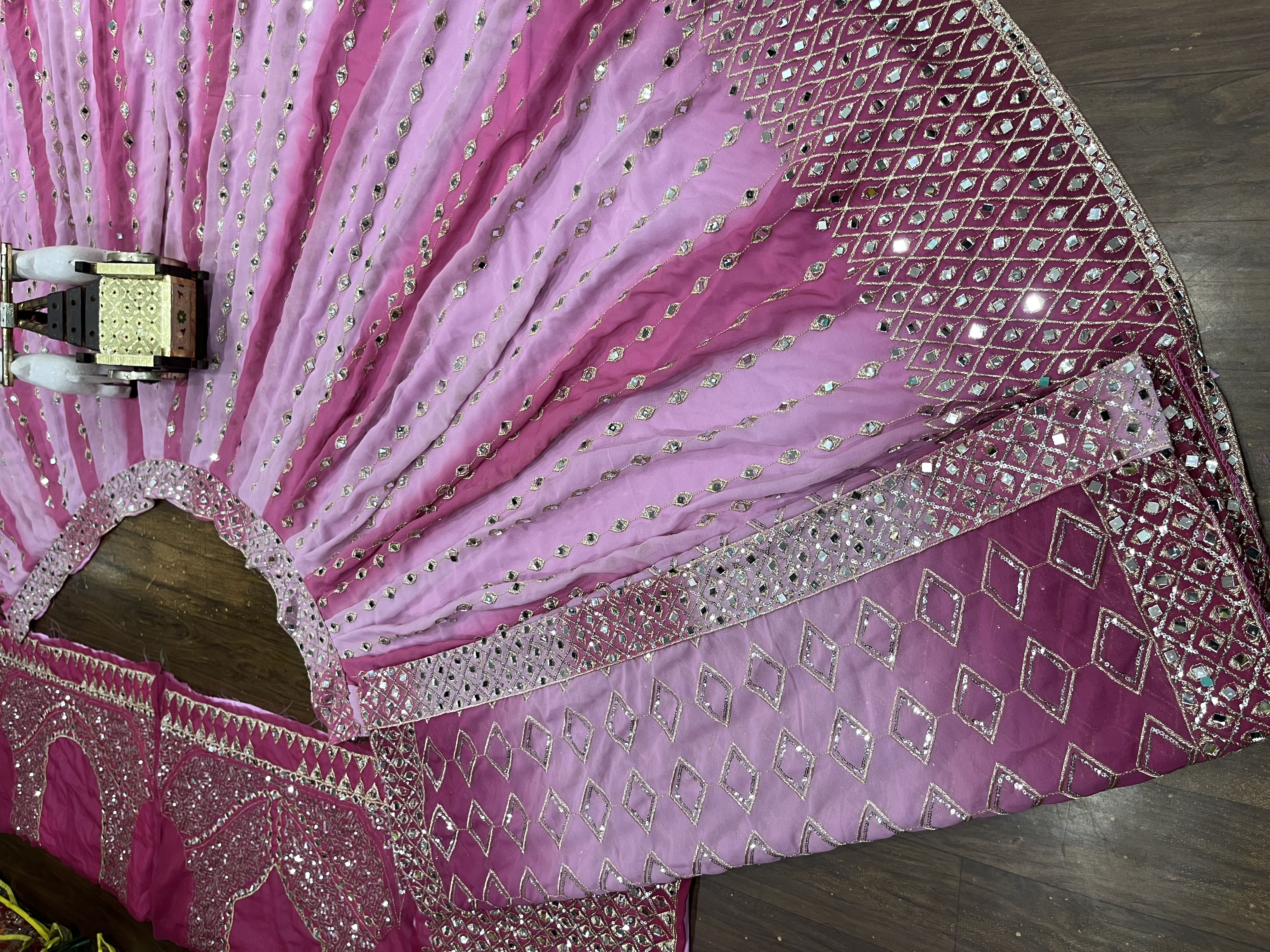 Pink Fox Georgette Real Mirror Work Lehenga Set with Dupatta — photo 5