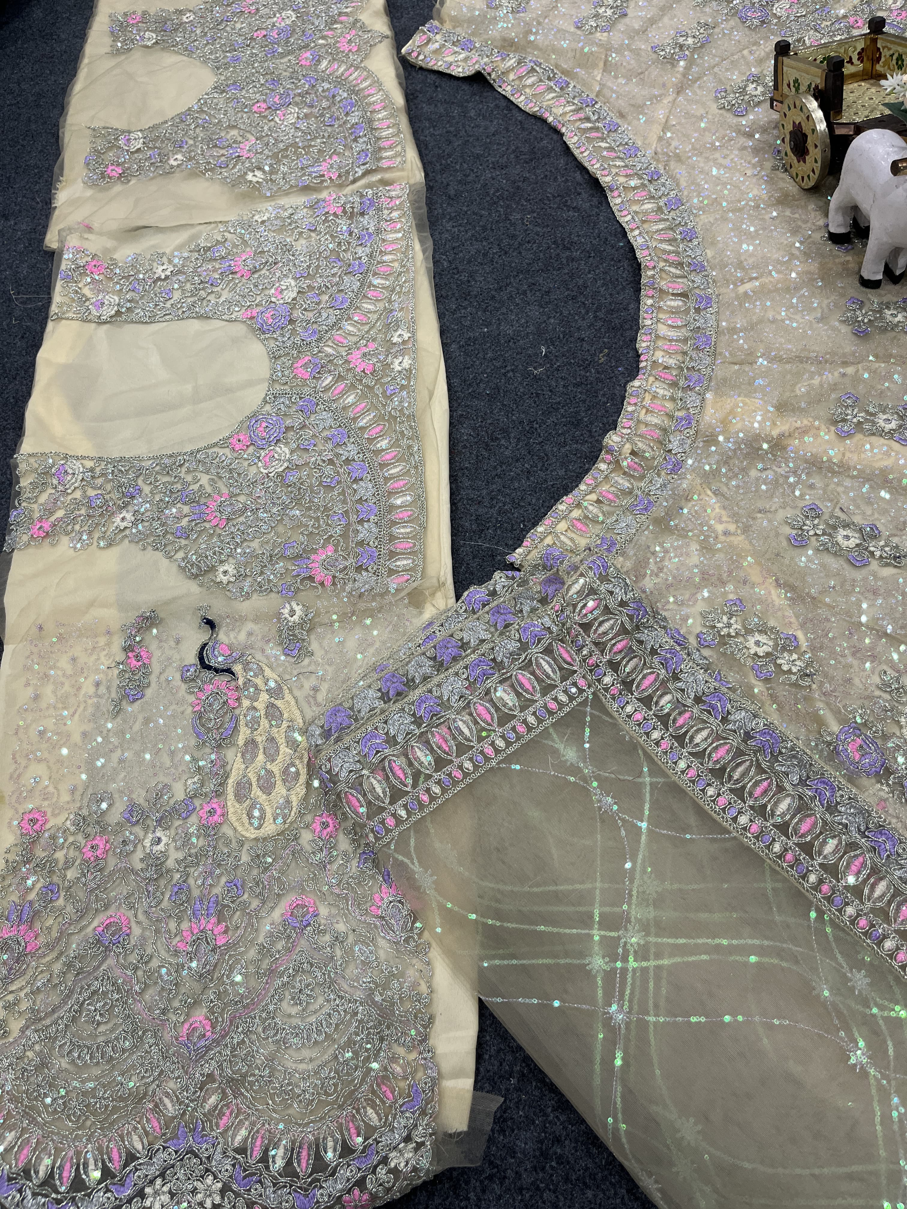 Champagne Butterfly Net Coding Sequin Embroidered Lehenga Set — photo 7