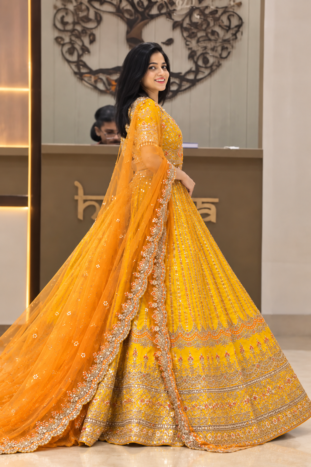 Yellow Fox Georgette Sequin Embroidered Lehenga Set with Dupatta — photo 2