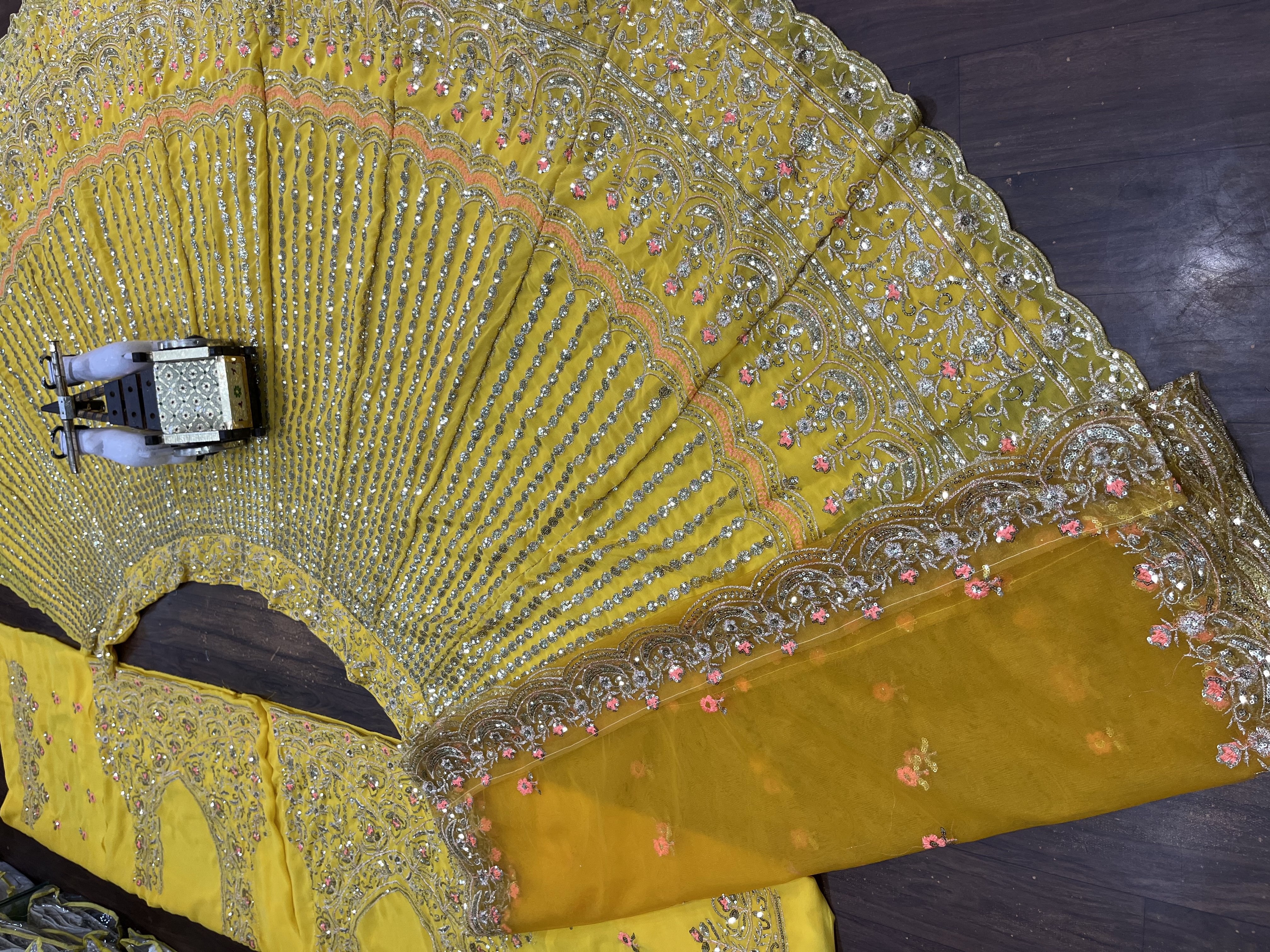 Yellow Fox Georgette Sequin Embroidered Lehenga Set with Dupatta — photo 6
