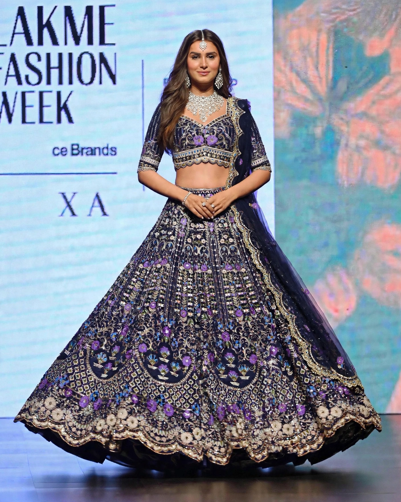Blue Mono Satin Silk Sequin Cut Work Lehenga Set with Dupatta — photo 5