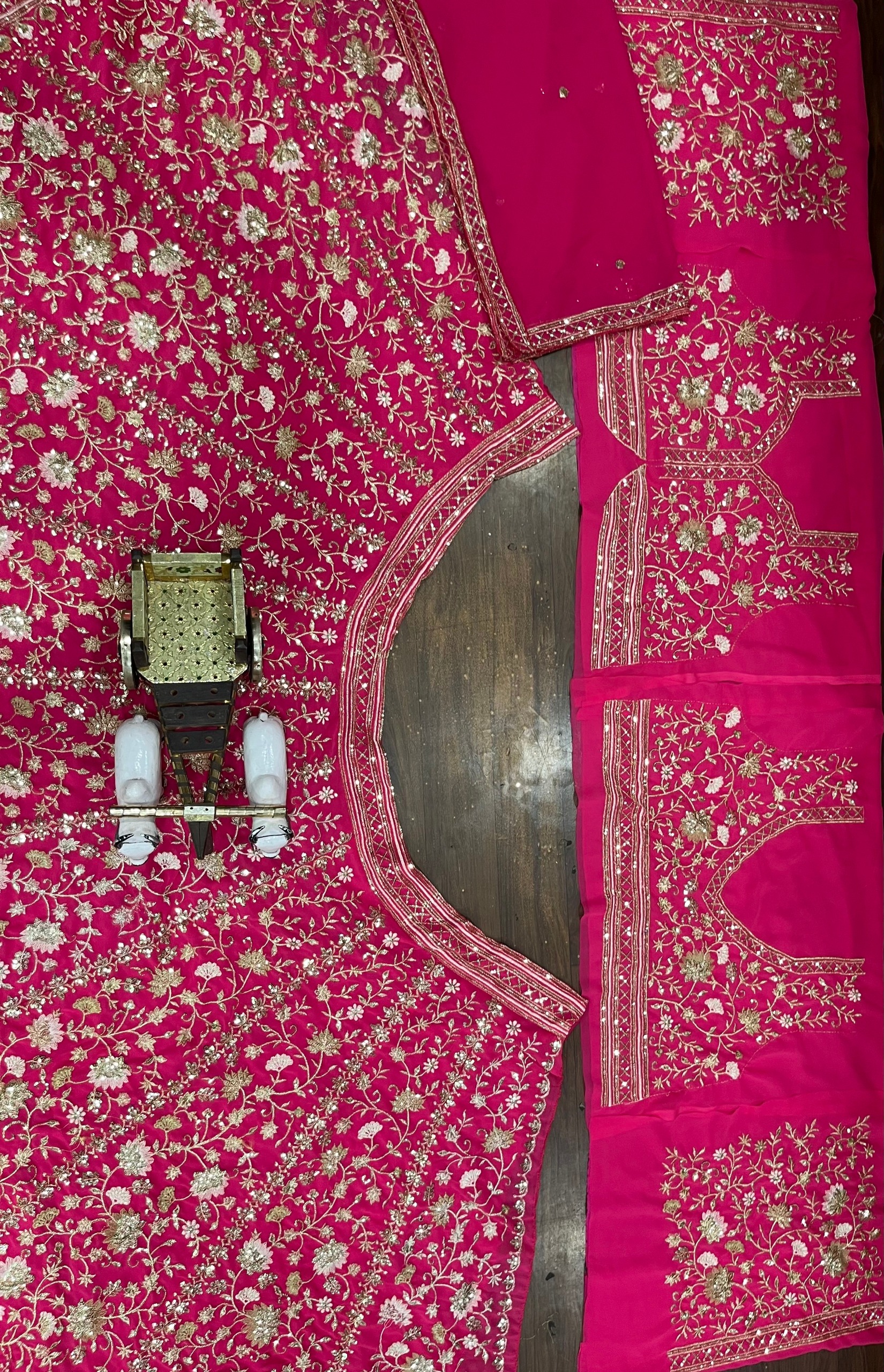 Hot Pink Fox Georgette Sequin Embroidered Lehenga Set with Dupatta — photo 6