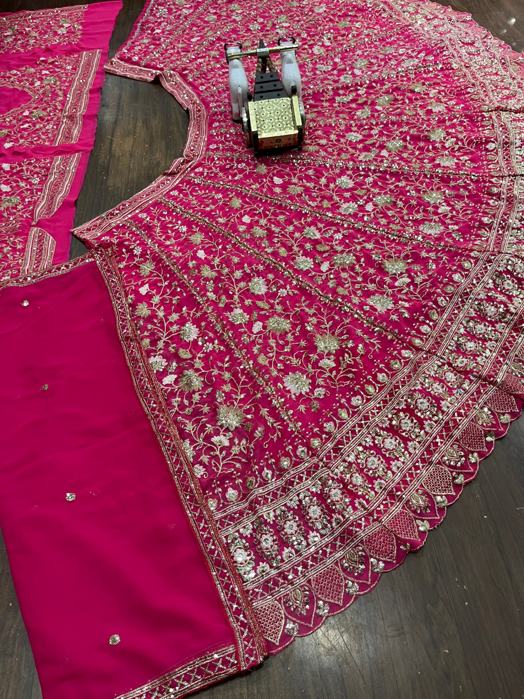 Hot Pink Fox Georgette Sequin Embroidered Lehenga Set with Dupatta — photo 7