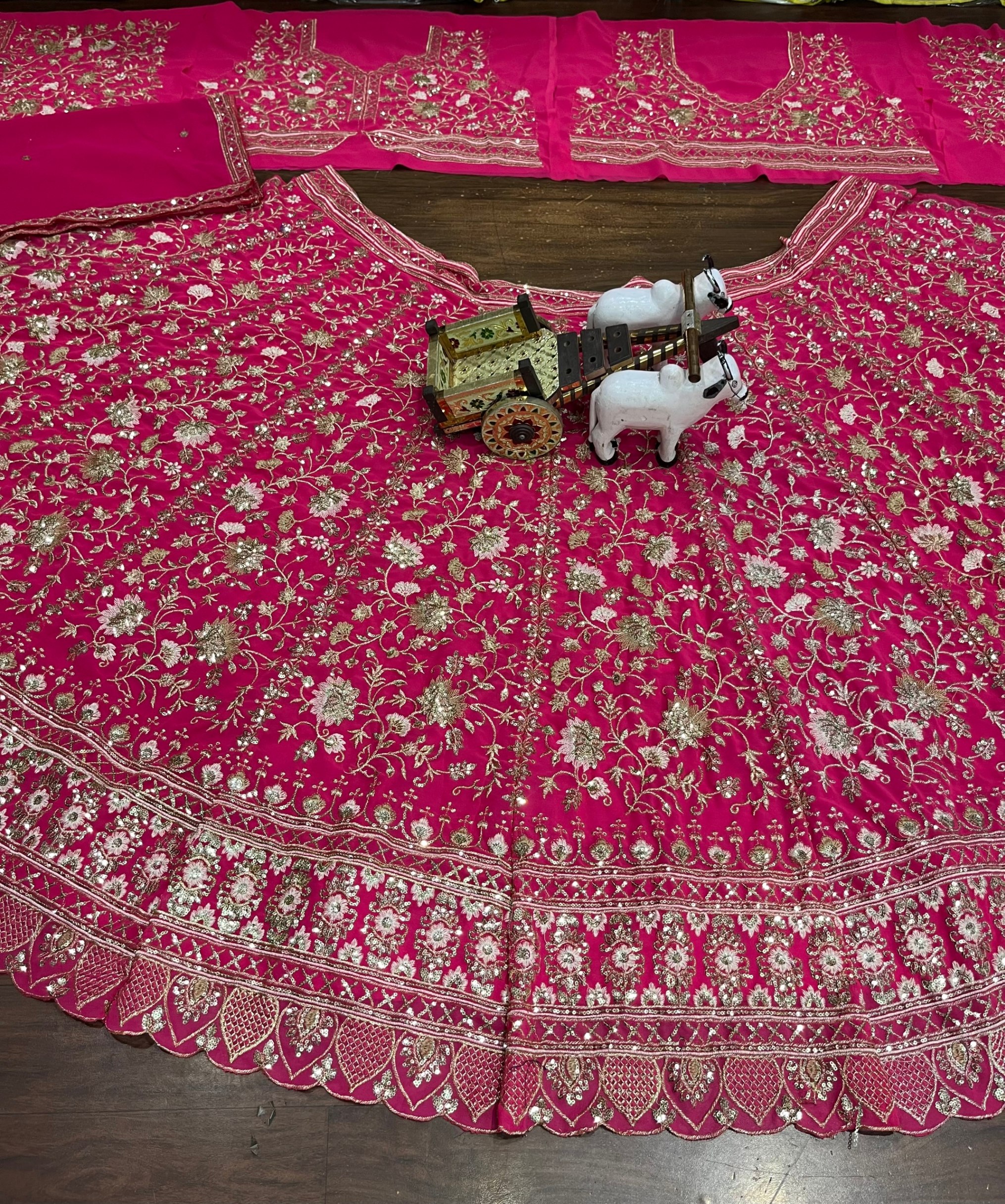 Hot Pink Fox Georgette Sequin Embroidered Lehenga Set with Dupatta — photo 8