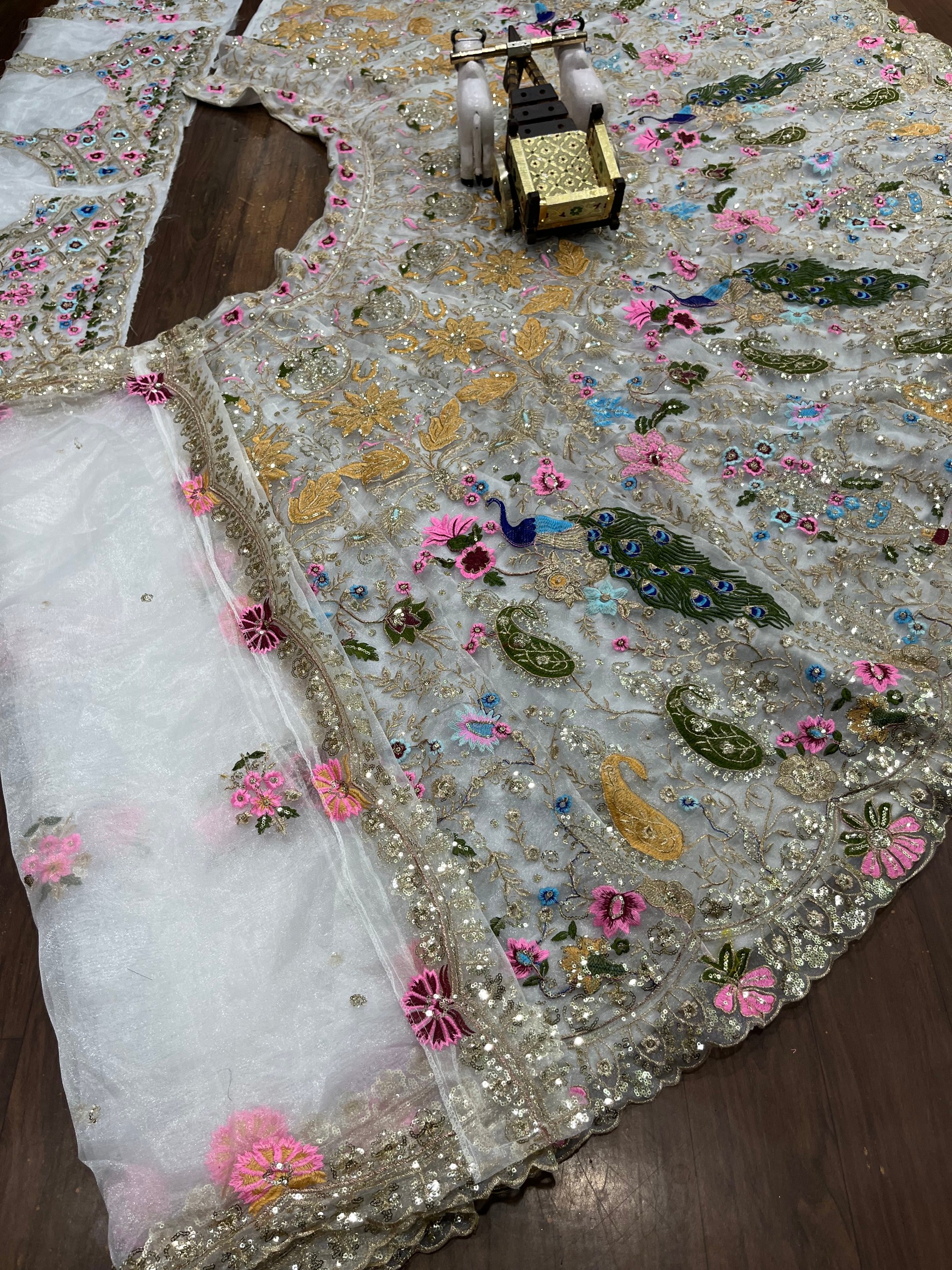 Ivory Heavy Organza Silk Sequin Embroidered Lehenga Set — photo 7