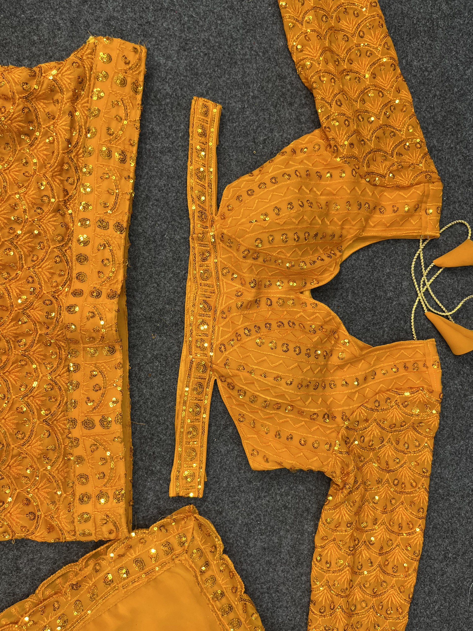 Mustard Gold Faux Georgette Sequin Work Lehenga Set — photo 6