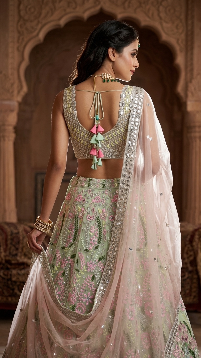 Sage Green Embroidered Lehenga — photo 5