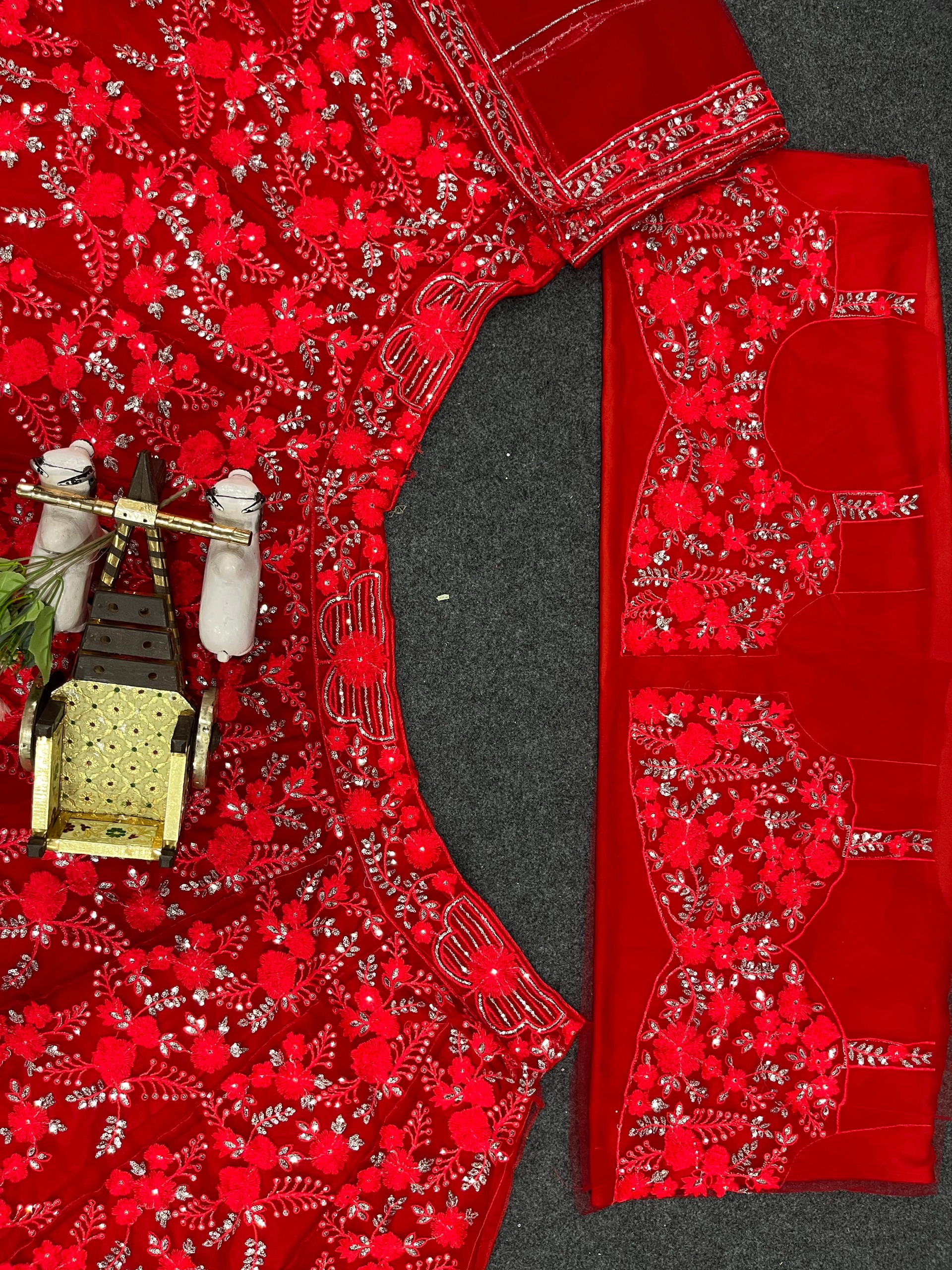 Red Sequin Embroidered Lehenga Set — photo 4
