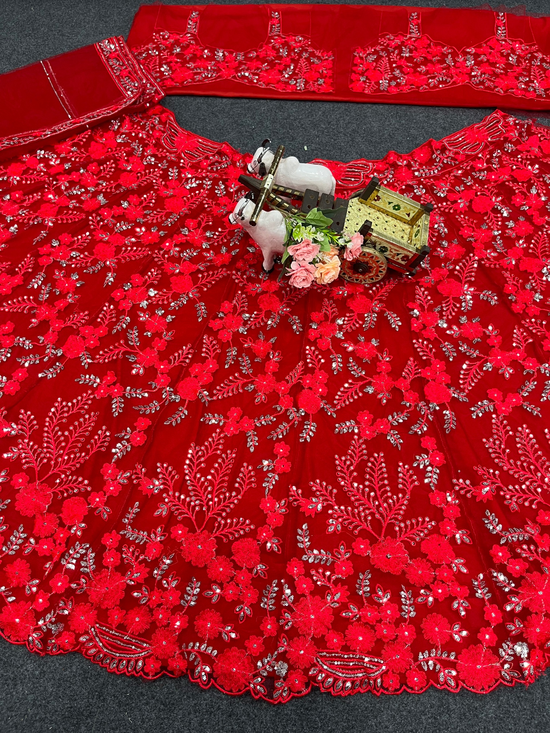 Red Sequin Embroidered Lehenga Set — photo 6