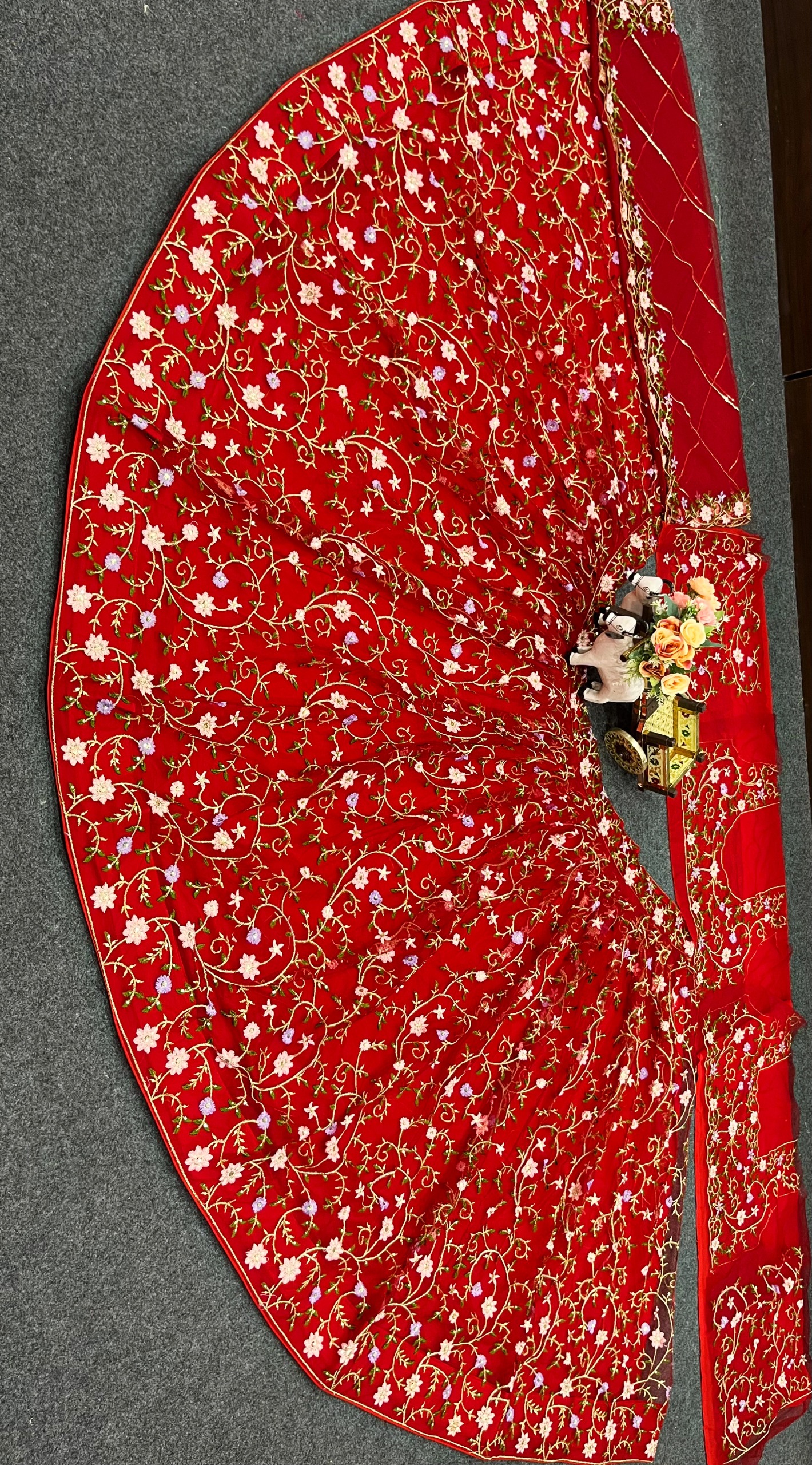 Red Floral Embroidered Lehenga Set — photo 6