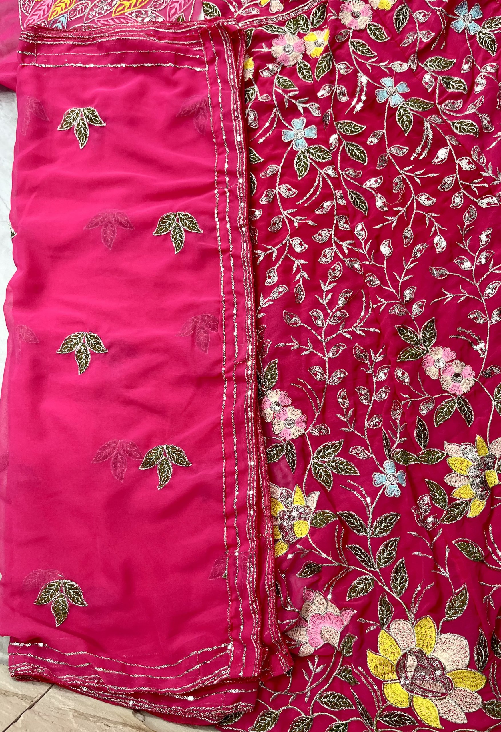 Rani Pink Floral Embroidered Lehenga Set — photo 6