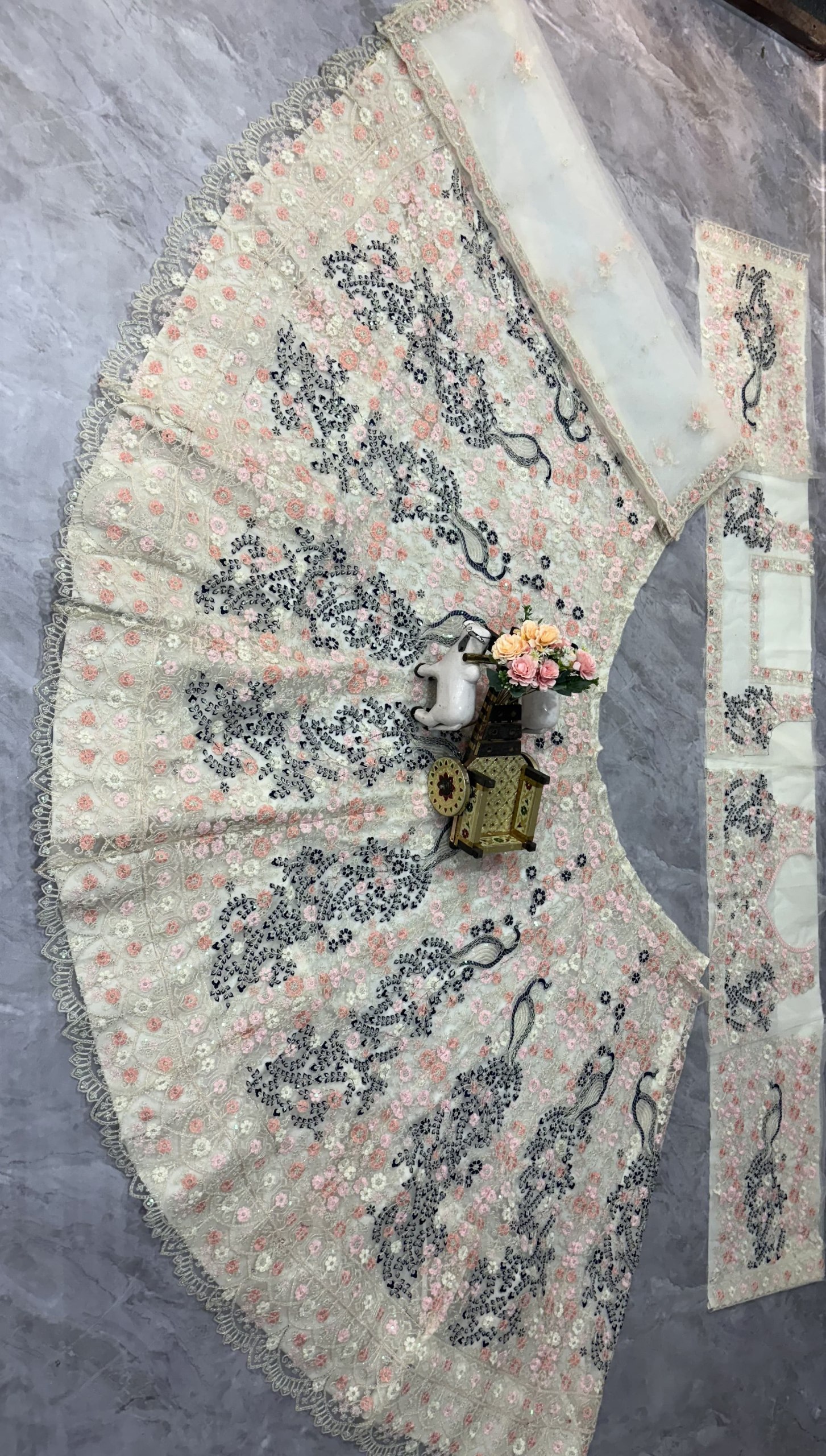 Ivory Butterfly Net Embroidered Lehenga — photo 4