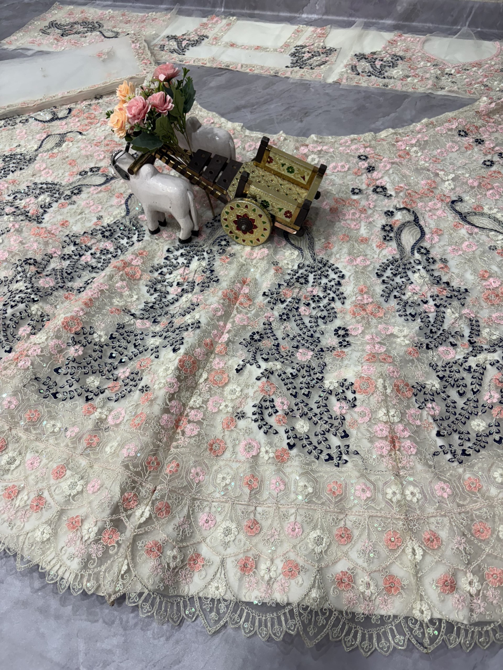 Ivory Butterfly Net Embroidered Lehenga — photo 5
