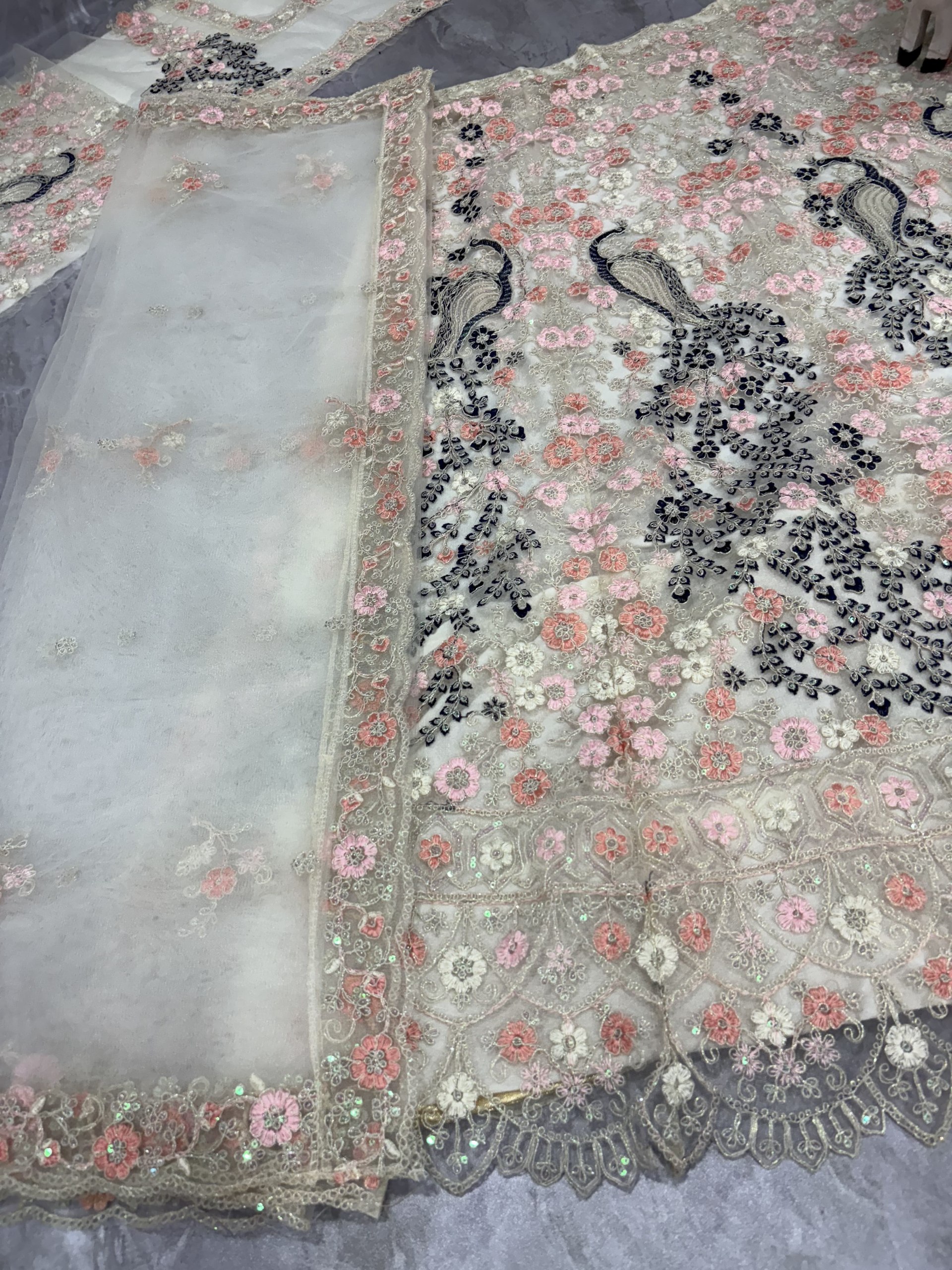Ivory Butterfly Net Embroidered Lehenga — photo 7