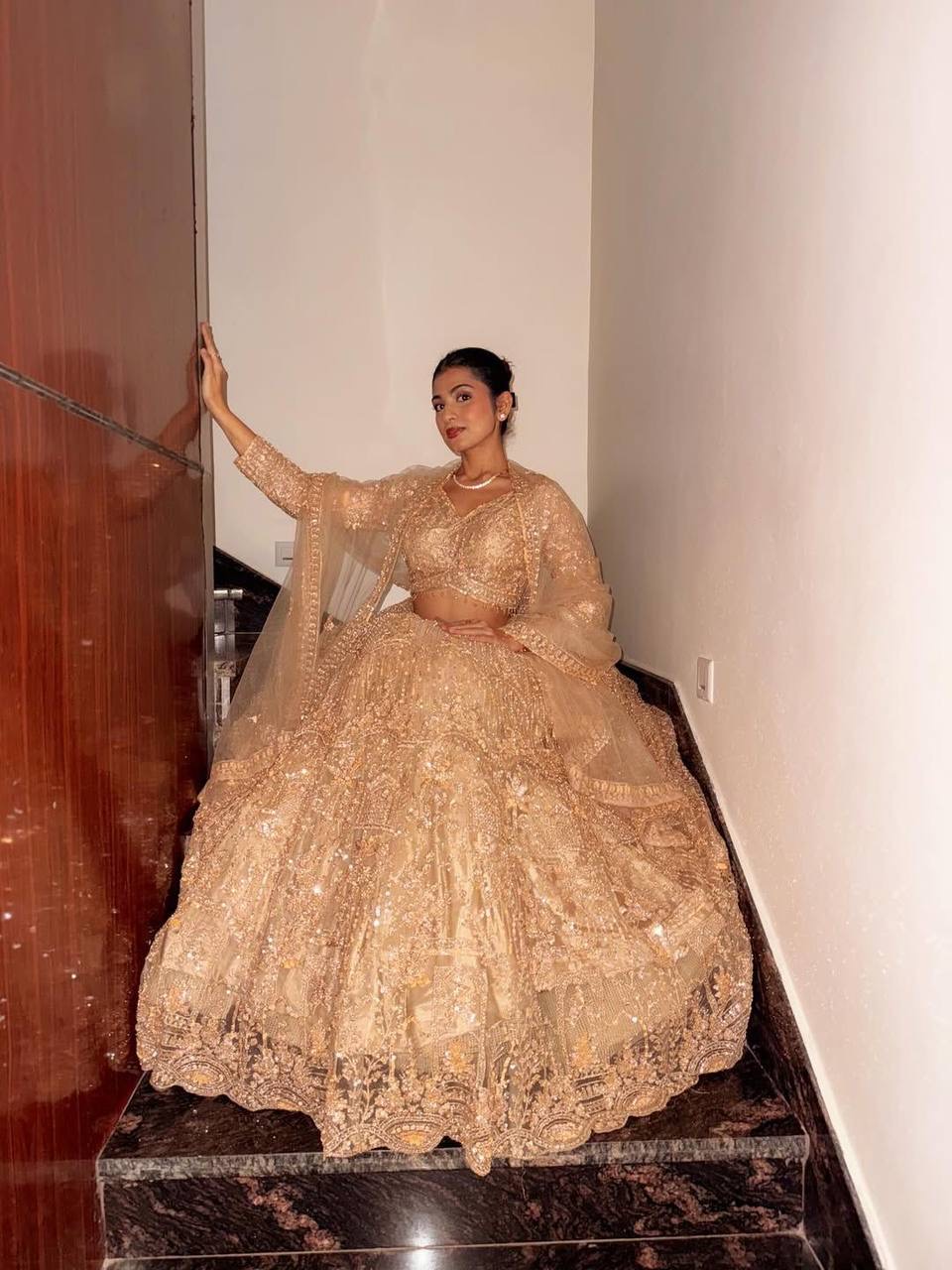 Champagne Gold Sequin Embroidered Lehenga — photo 4