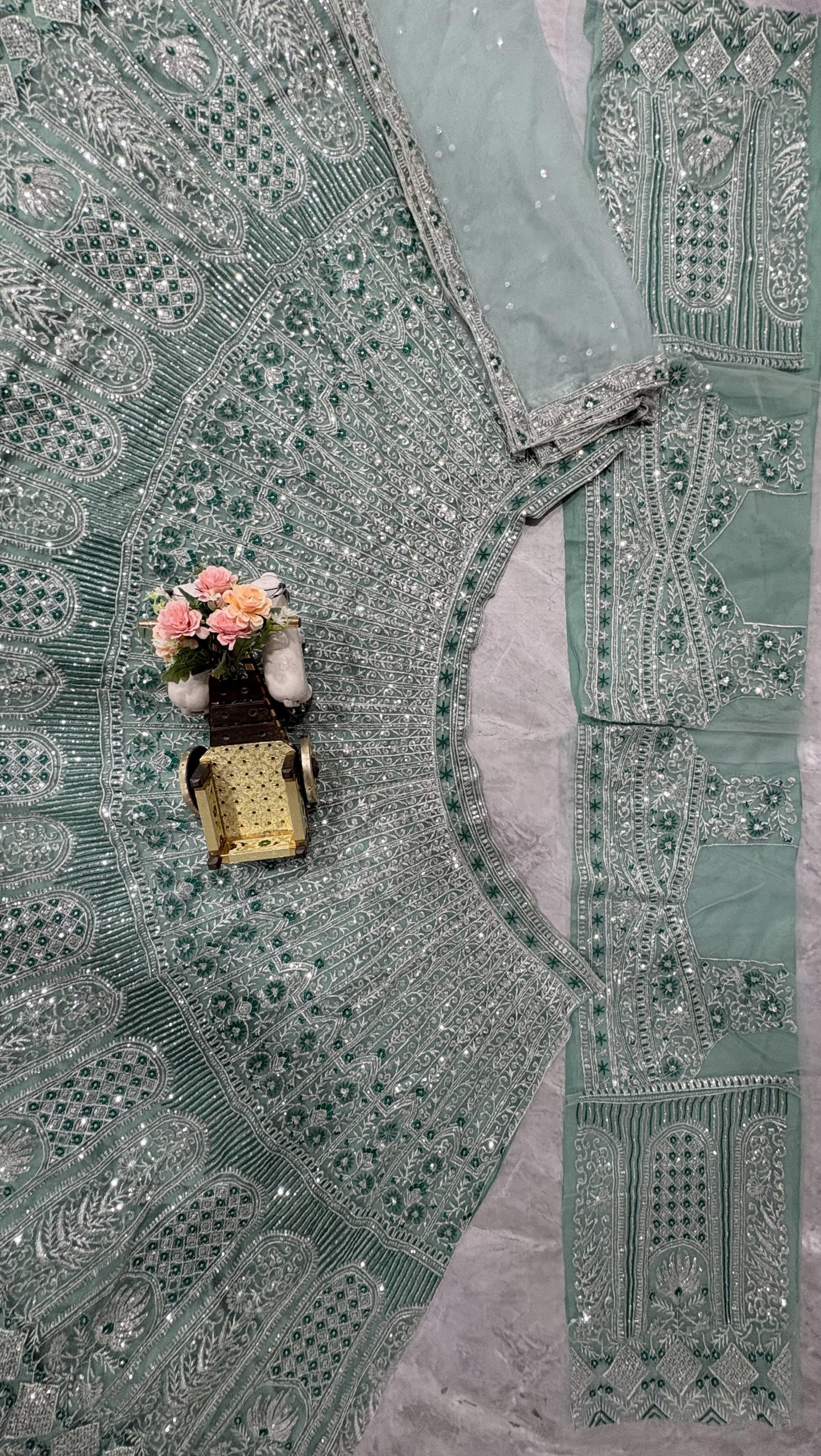 Sage Green Embroidered Sequin Lehenga Set — photo 4