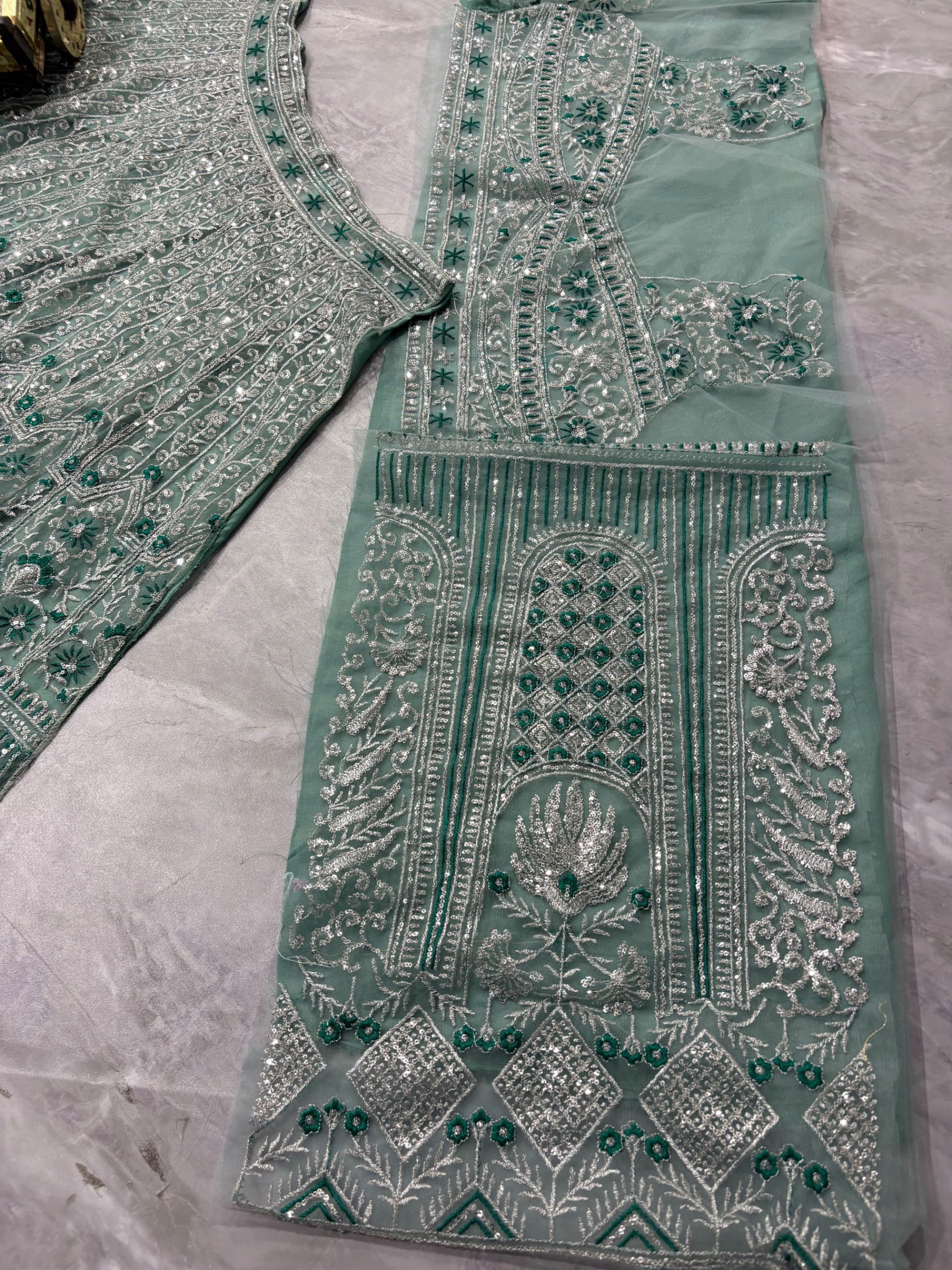 Sage Green Embroidered Sequin Lehenga Set — photo 5