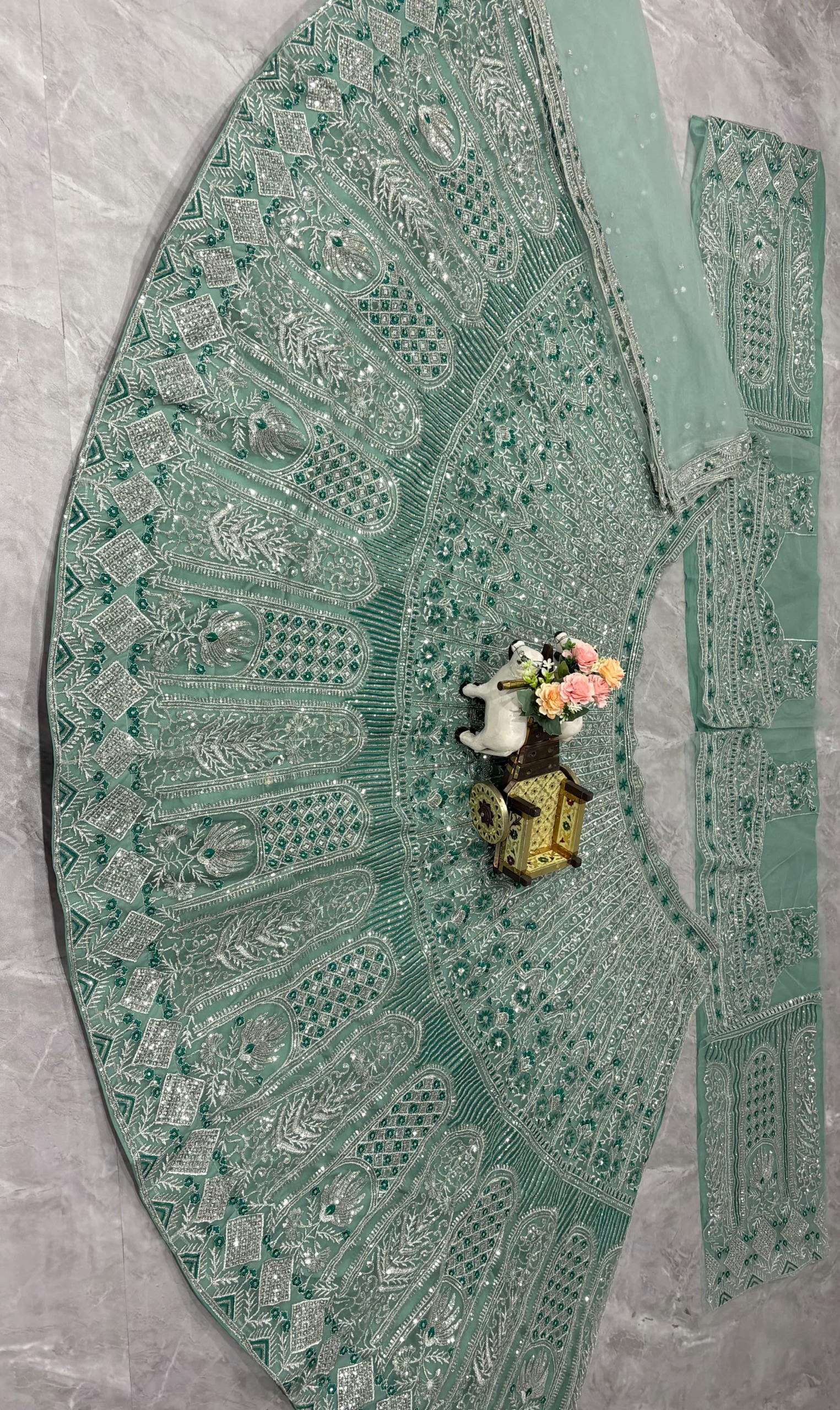 Sage Green Embroidered Sequin Lehenga Set — photo 6
