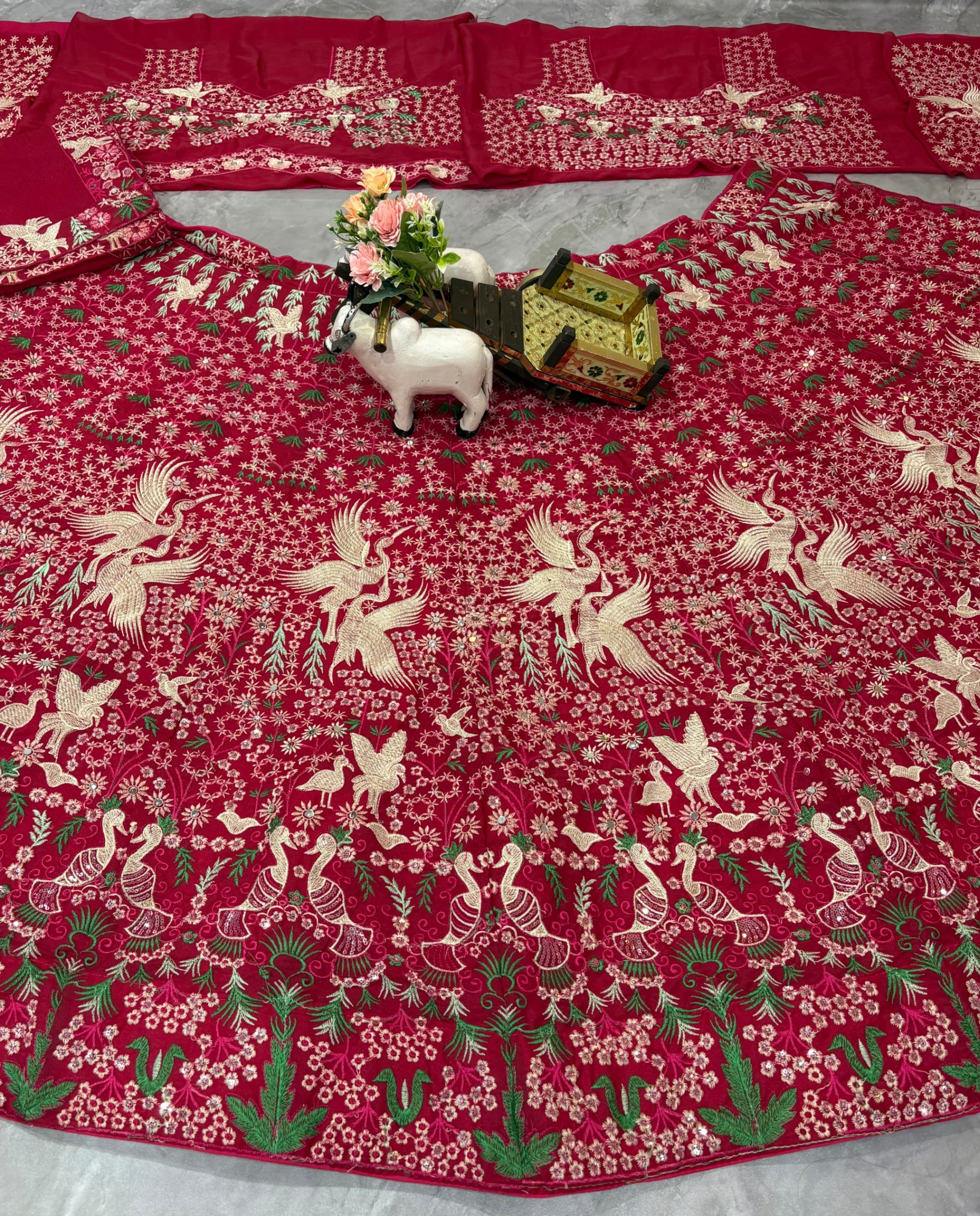 Red Bird Embroidered Lehenga Set — photo 6