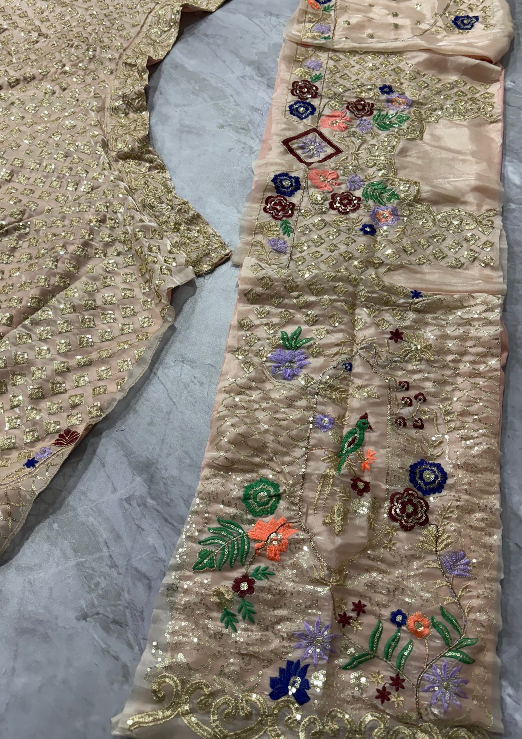 Champagne Gold Floral Embroidered Lehenga Set — photo 3