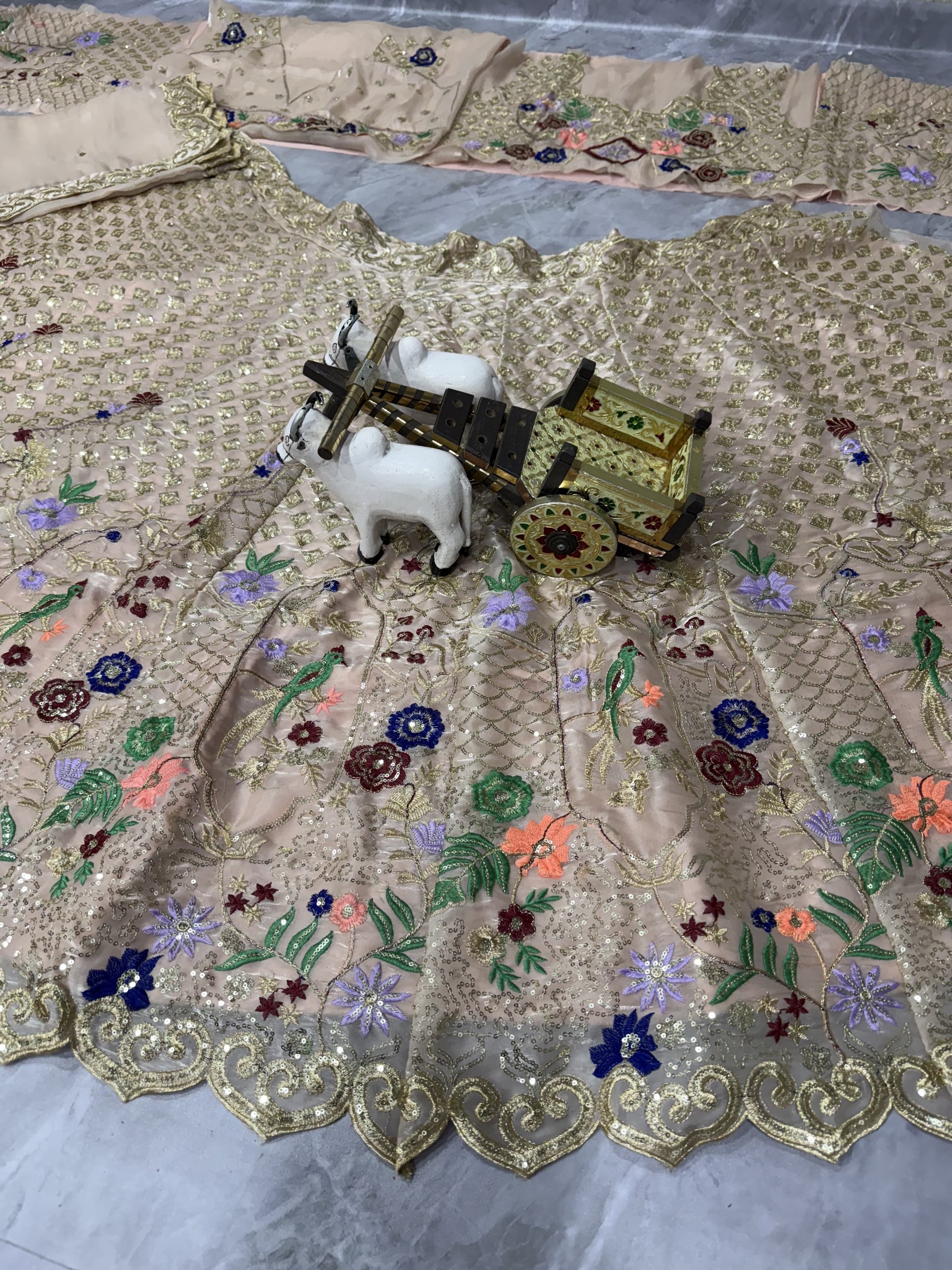 Champagne Gold Floral Embroidered Lehenga Set — photo 4