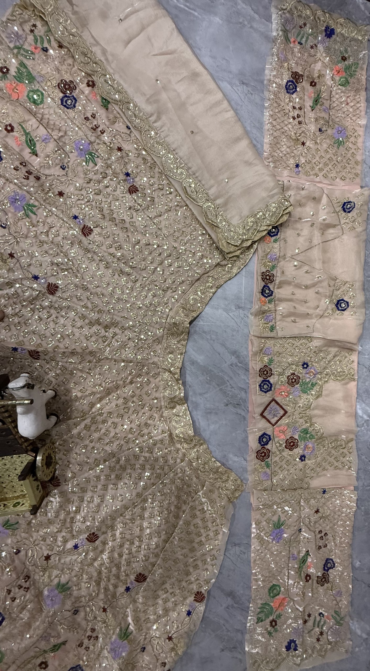 Champagne Gold Floral Embroidered Lehenga Set — photo 5