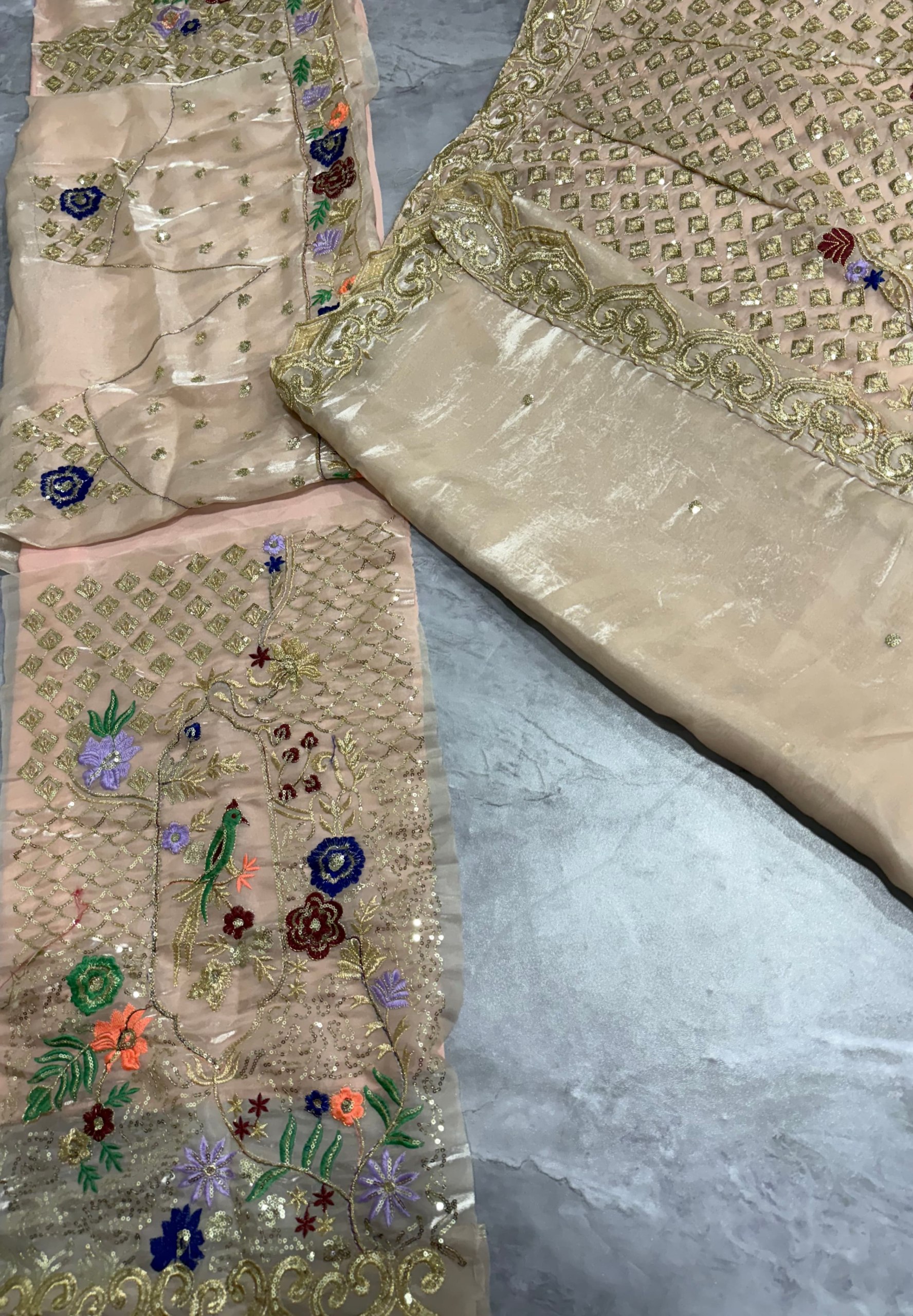 Champagne Gold Floral Embroidered Lehenga Set — photo 6