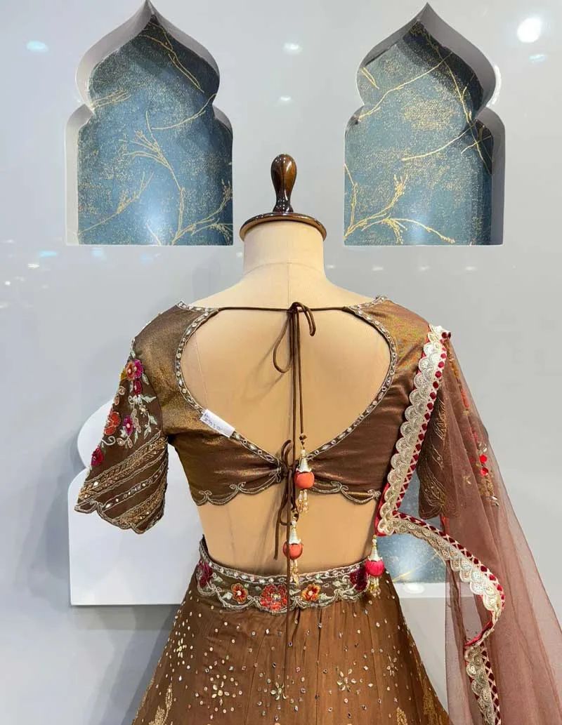 Rust Brown Embroidered Lehenga Set — photo 6