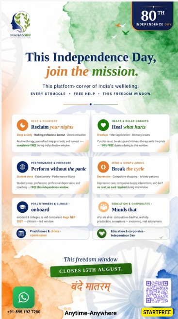 Bharat's 80th Independence Day-Freedom from Anxiety