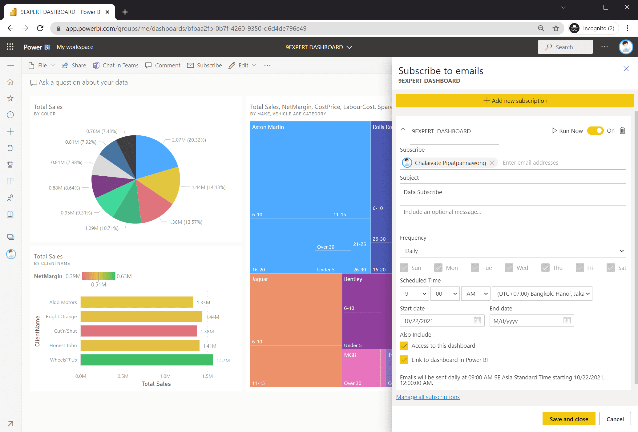 Email ที่ได้จาก Power BI Subscribe จะส่งอีเมล์ให้เราทุก ๆ รอบตามที่กำหนด