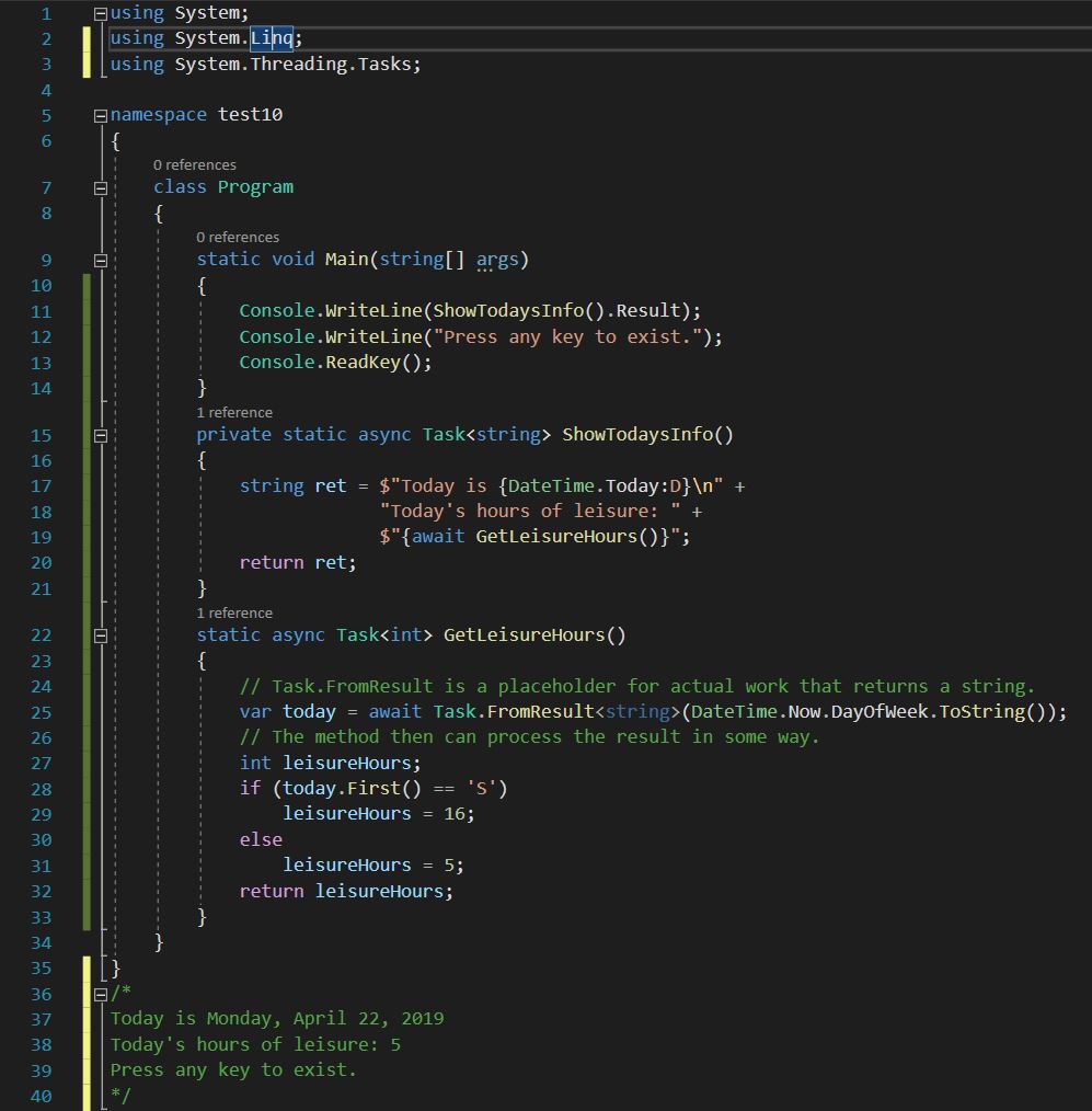 method แบบ Async ที่ส่งค่ากลับเป็นชนิดข้อมูลแบบ Task<T>