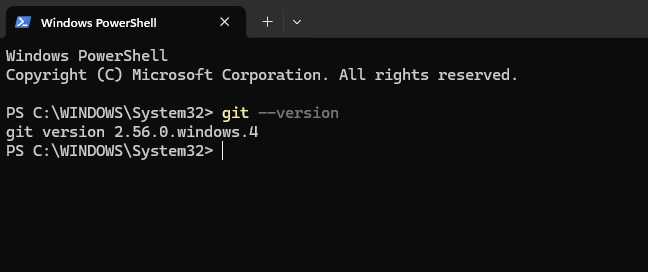 ให้ใช้คำสั่ง git --version เพื่อตรวจสอบ ควรได้ผลลัพธ์เป็น git versionnumber.windows.4